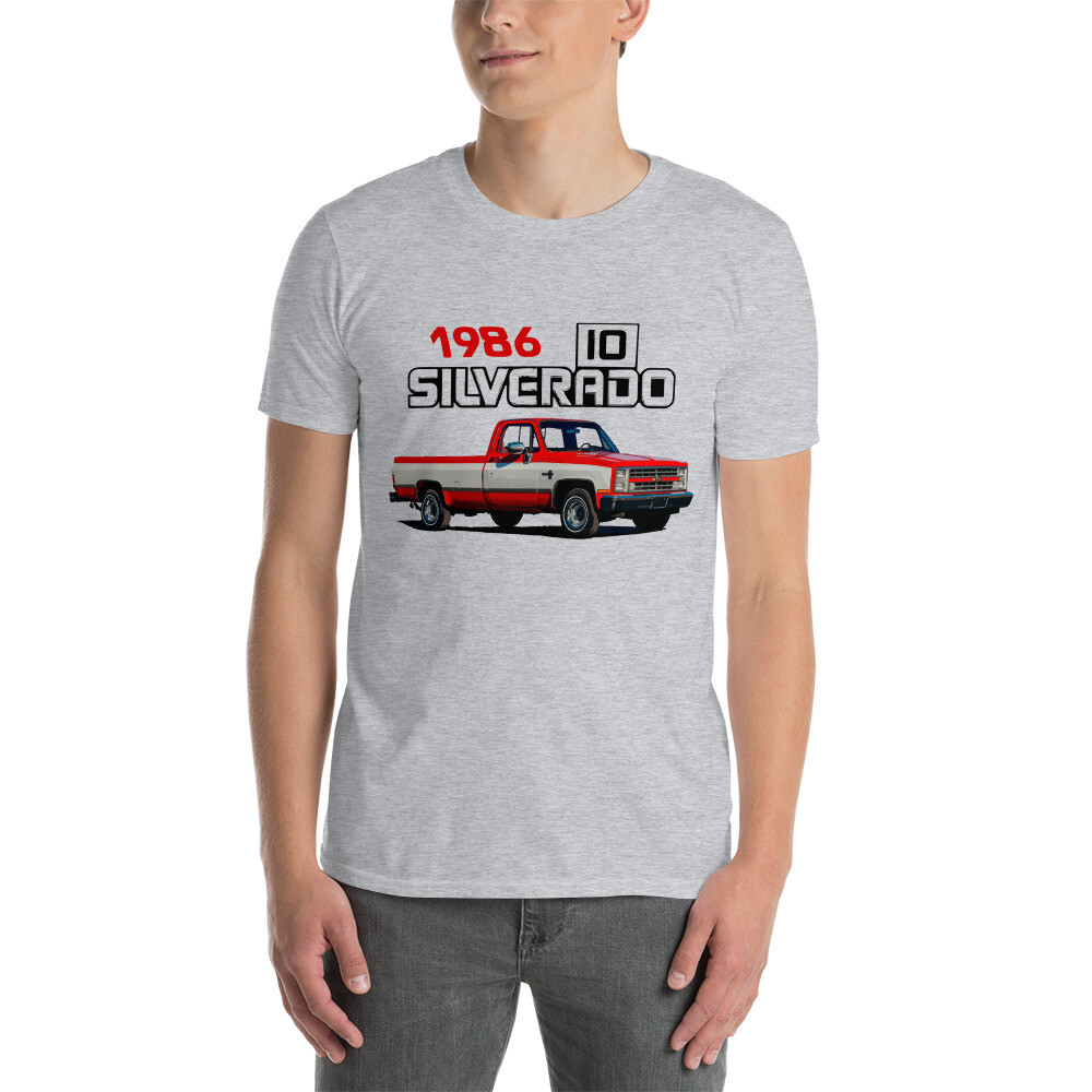 1986 Chevy C10 Silverado Square Body Pickup Truck Short-Sleeve Unisex T-Shirt