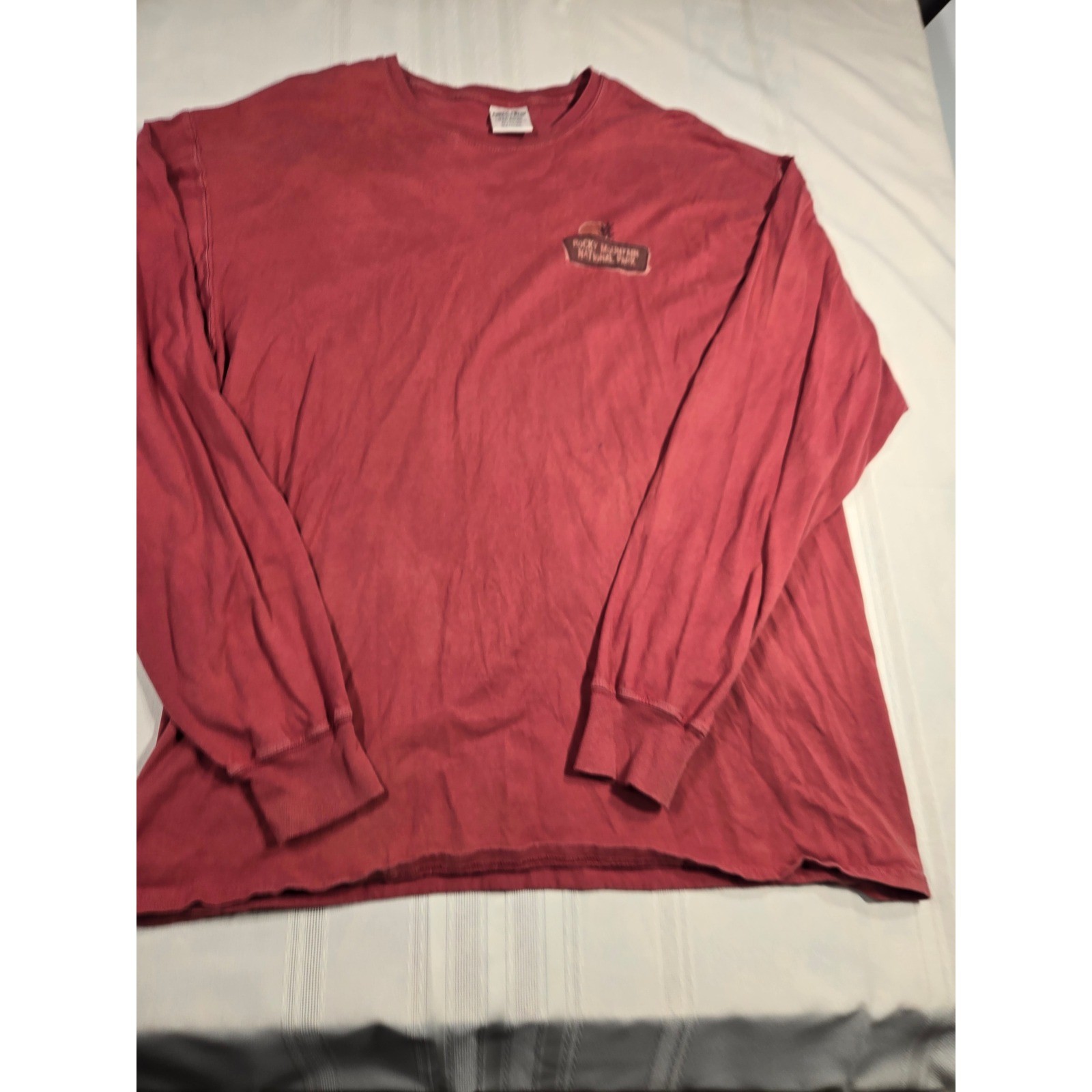 ComfortWash Rocky Mountain National Park Long Sleeve T-Shirt Red XL Cotton