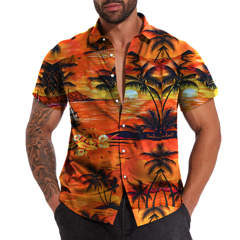 Mens Hawaiian Shirts Short Sleeve Casual Button Down Tropical Beach Cruise Shirt