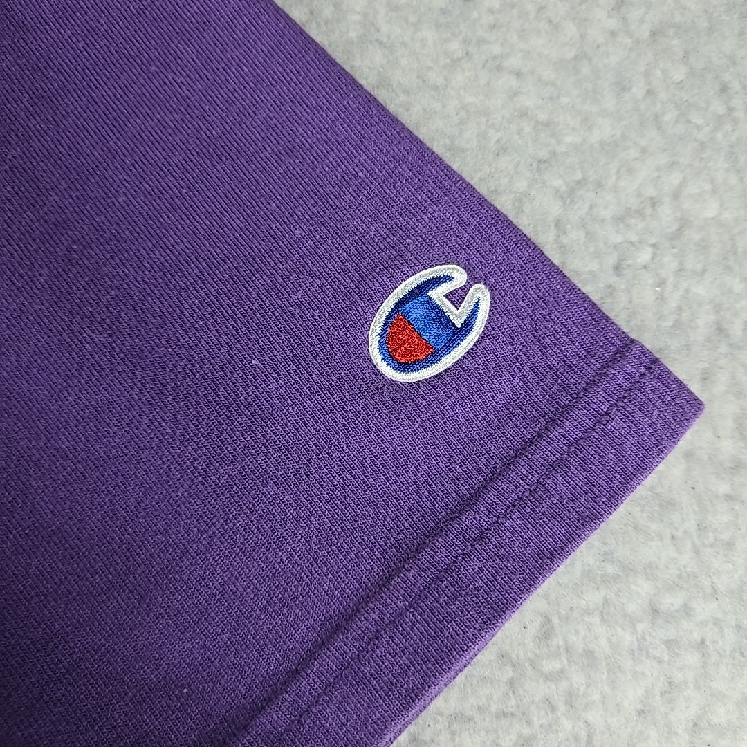Champion Embroidered Logo T-Shirt Men’s Size Medium Purple Classic Sportswear
