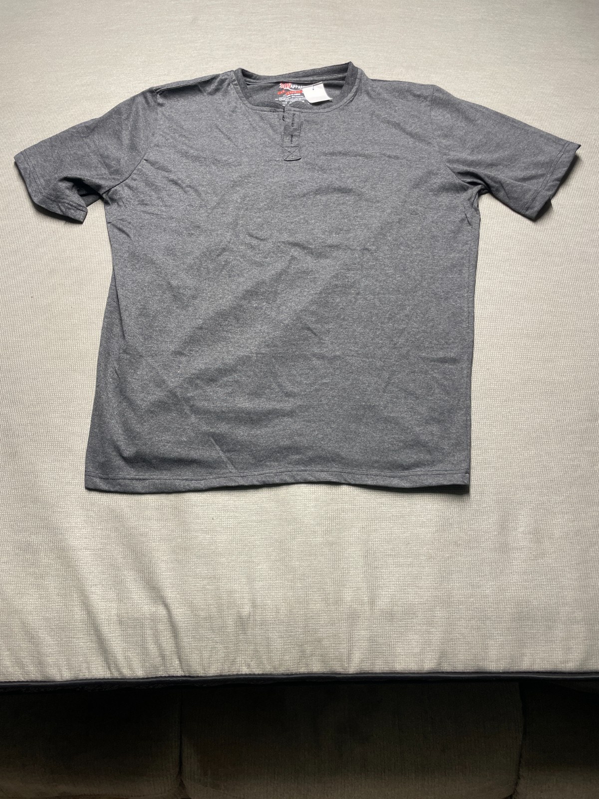 10W Apparel Mens T-Shirt Sz 2XL Heathered Gray Short Sleeve Henley Top Shirt