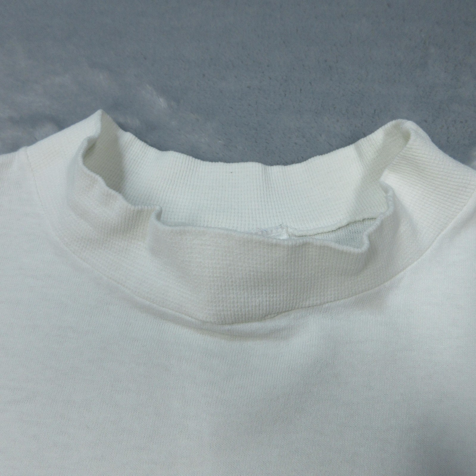 Vintage Fruit of the Loom Shirt Men XL White Mock Neck Long Sleeve USA 90s Thras