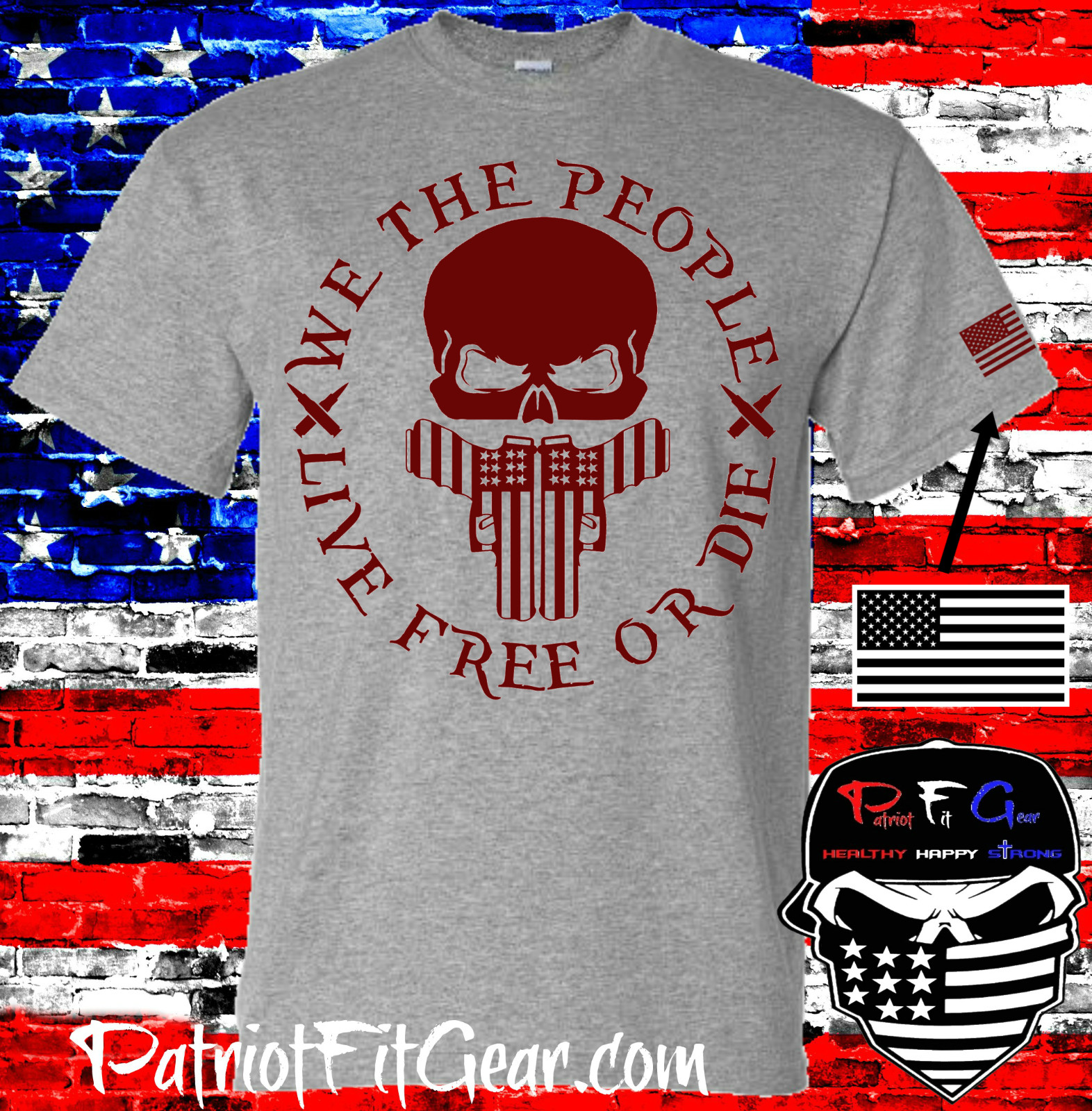 t-shirt, We Teh People, Live Free Or Die, Gun Rights, Skull,Patriotic,Custom tee