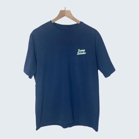 Tommy Bahama Mens Happy Grillmore Graphic T-Shirt Navy Blue Parrot BBQ Golf Tee