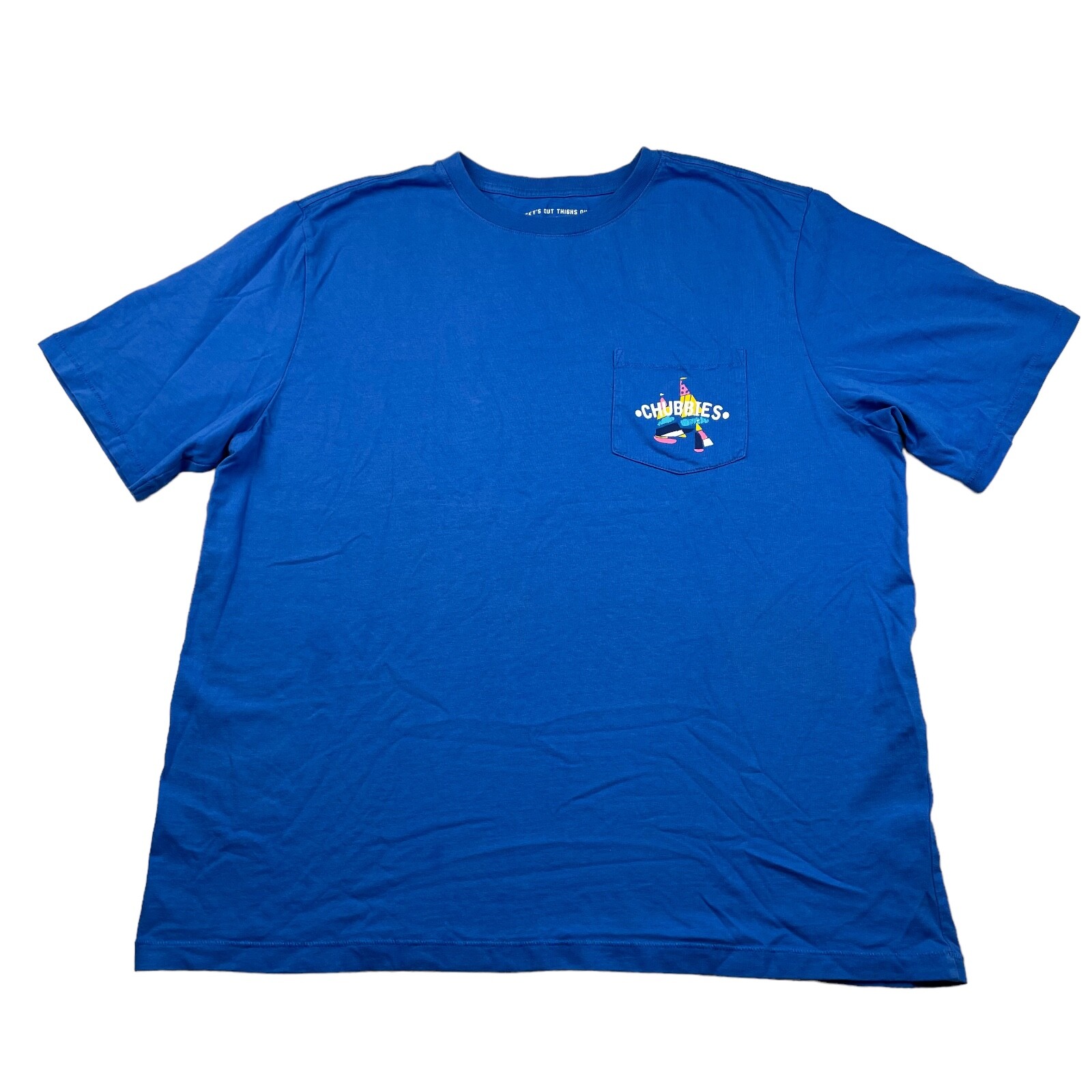 Chubbies Men’s “Seas The Weekend” 100% Cotton S/S Pocket T-Shirt Blue • XL