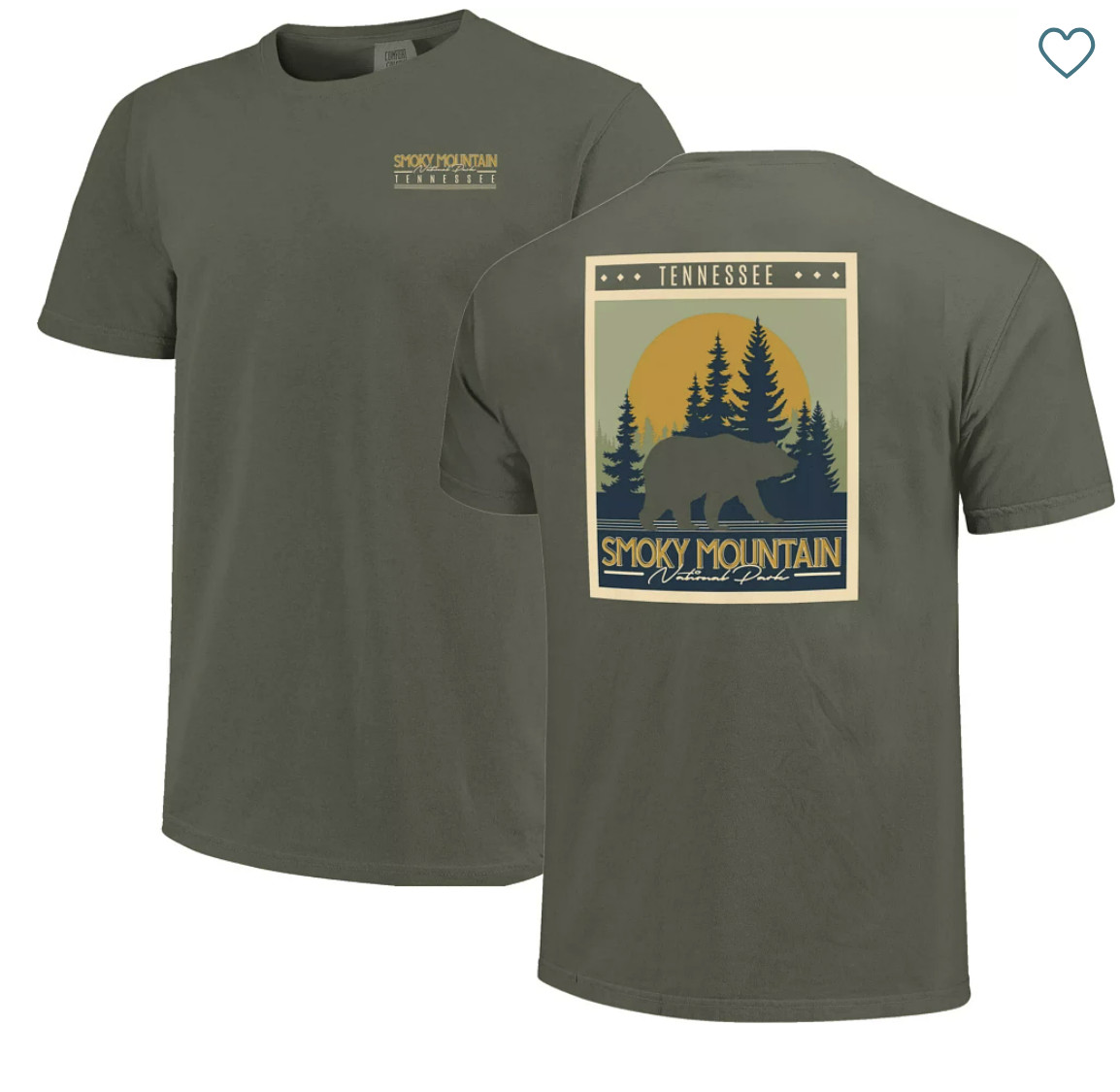 Comfort Colors Mens Smoky Mountain National Park T-Shirt S Green Walk-in Graphic