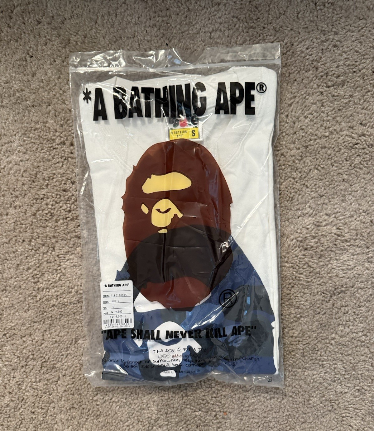 A Bathing Ape BAPE Baby Milo Camo Graphic Crew Neck T-Shirt White Men’s S