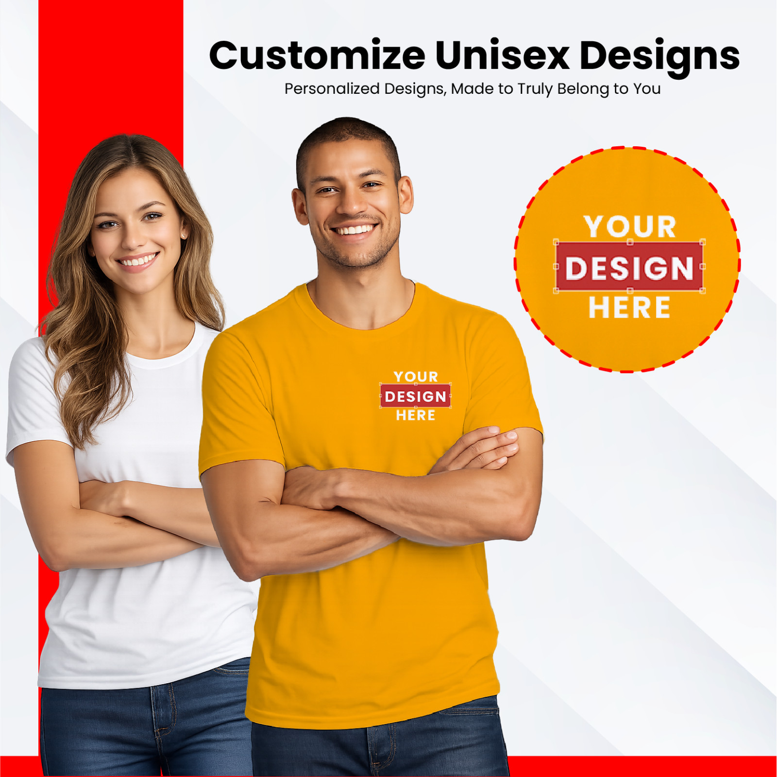 Customize-It Tee Unisex Personalized T-Shirts Add Your Own Logo, Photo, or Text