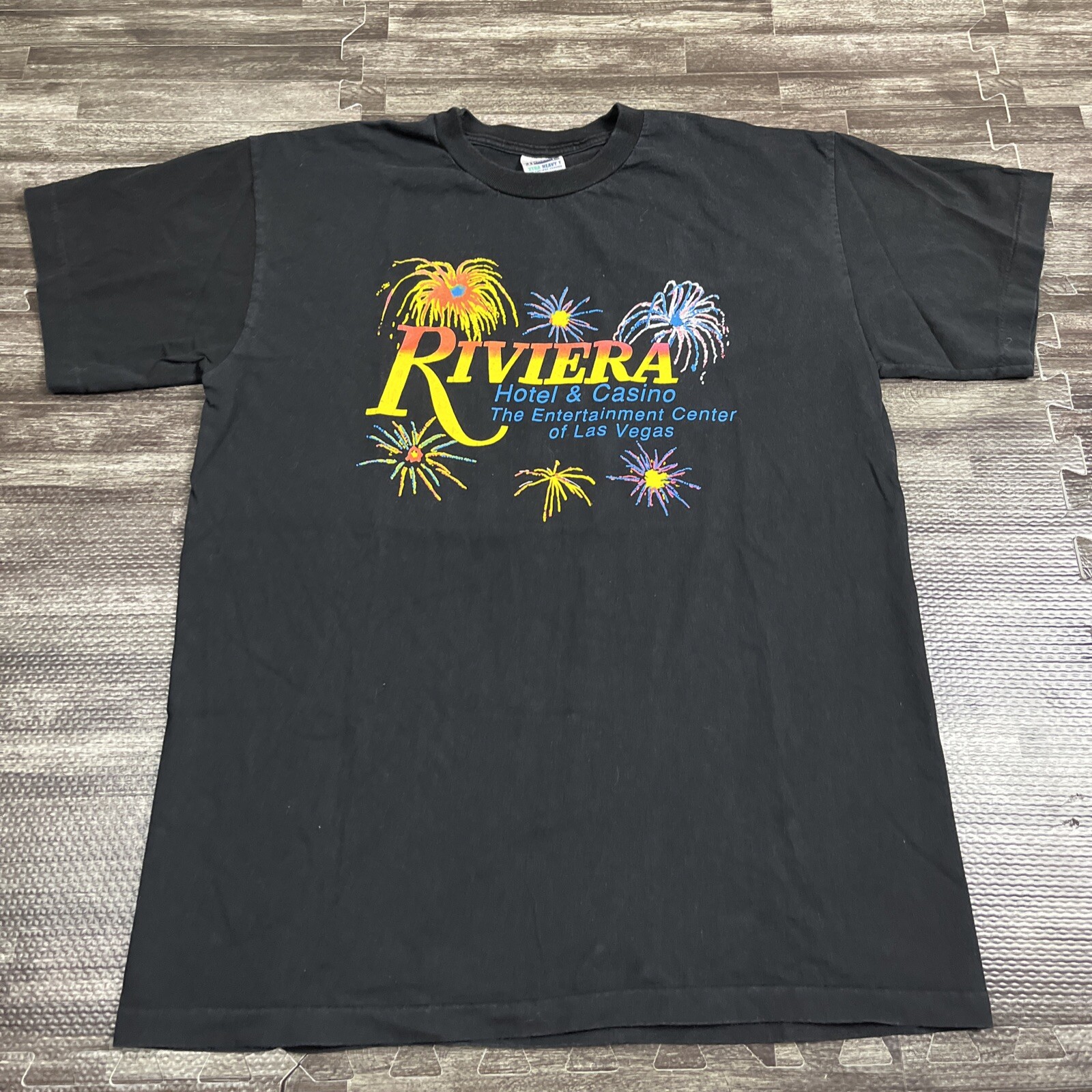 Vintage Riviera Hotel & Casino Single Stitch Graphic Tshirt XL Black VTG 90s