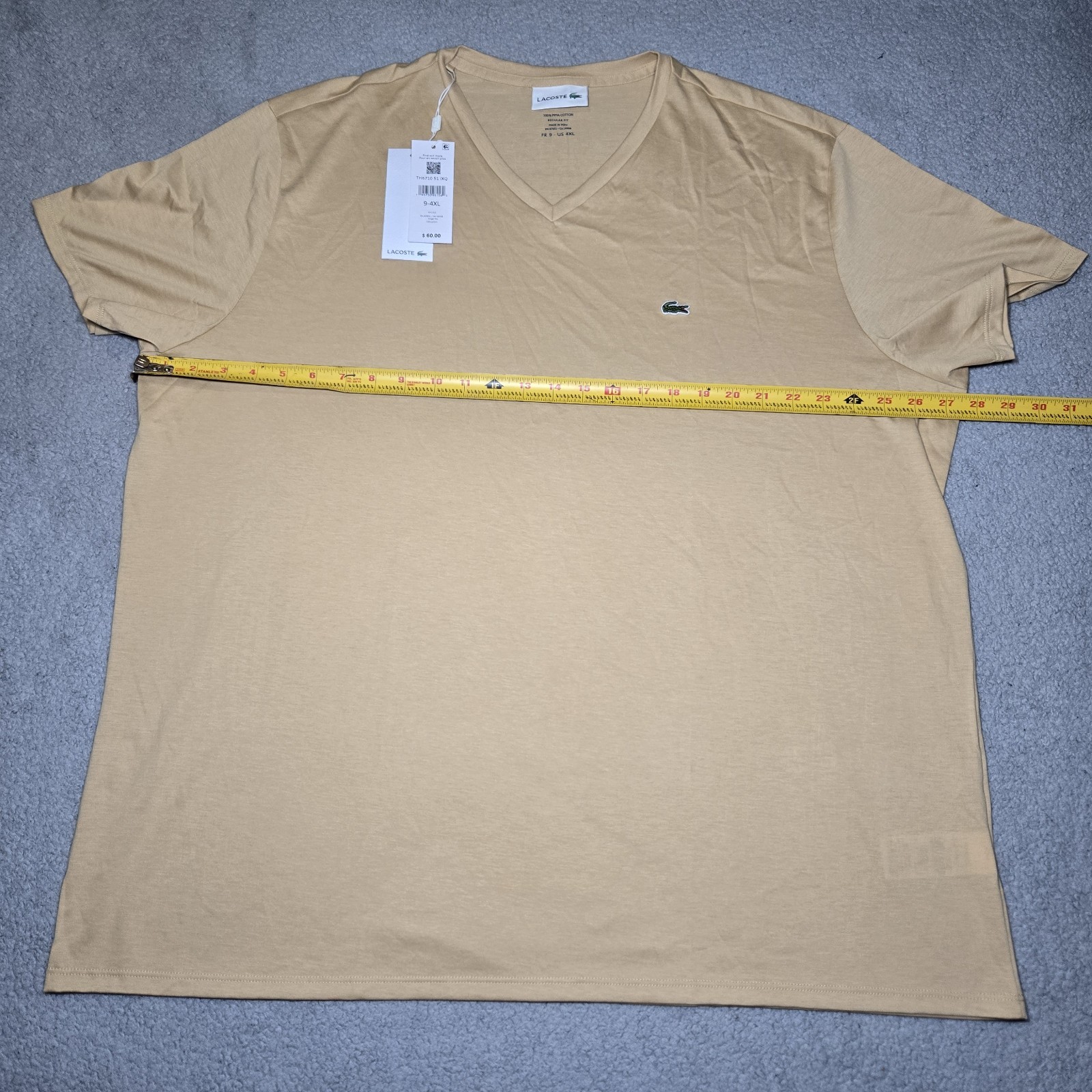 The Lacoste Men’s Lightweight Pima Cotton V-Neck T-Shirt FR 9-4XL Beige