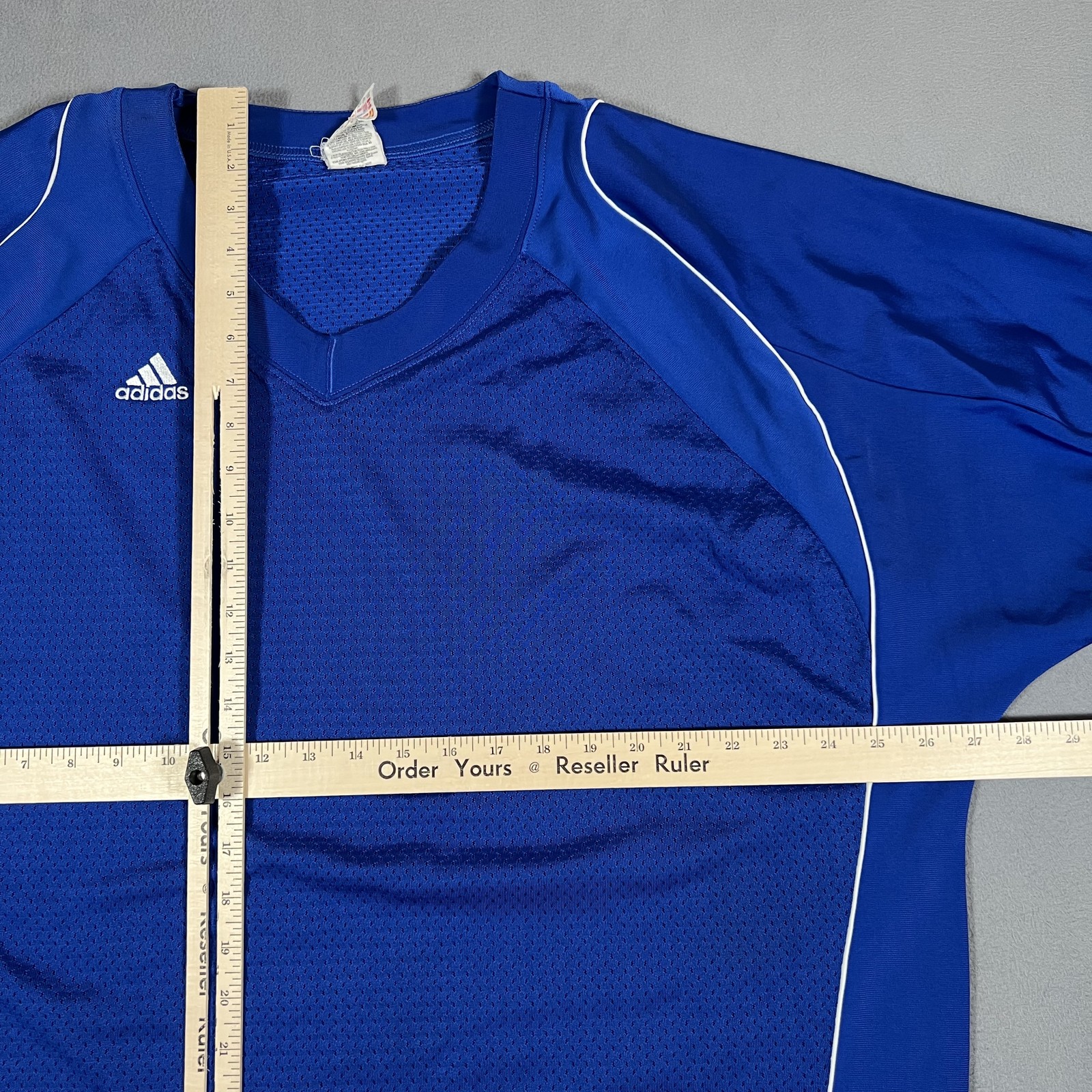 Adidas V-Neck Jersey T-Shirt Men’s Blue 3XL Practice Tee Team Nylon Sports