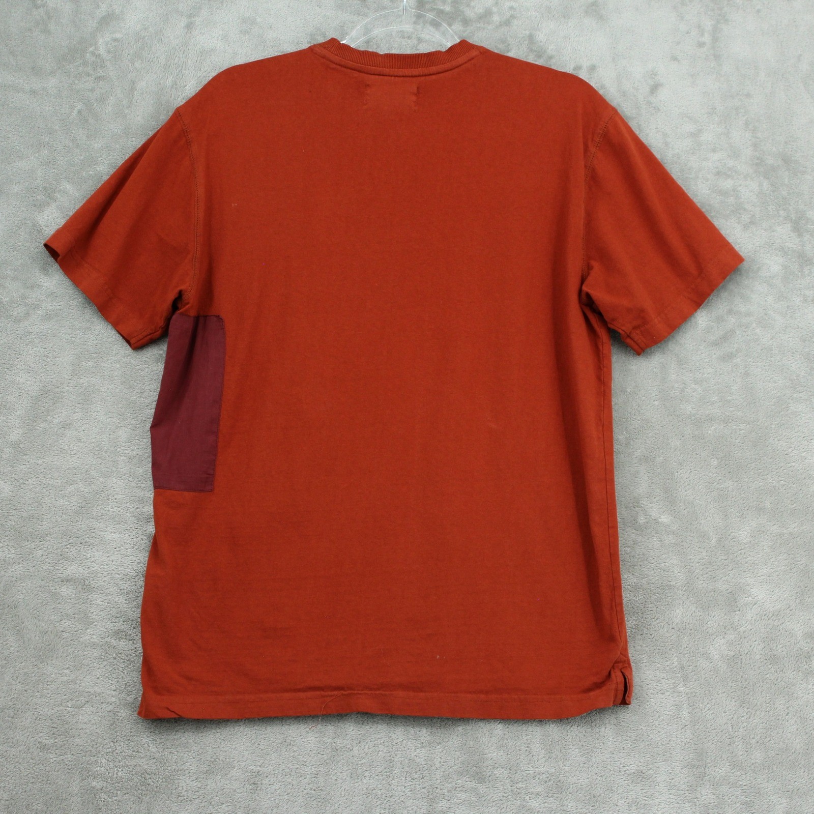 Reserved Shirt Mens Medium Orange Zipper Pocket Crew Sporty Casual Rust Orange