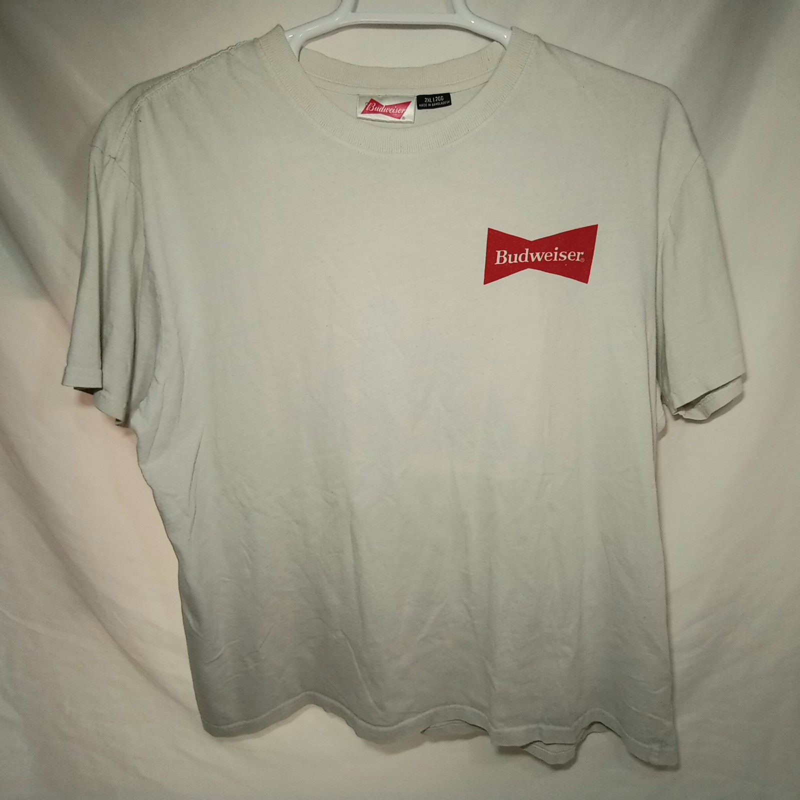 Vtg Budweiser Tagged Shirt 90s Maybe 80s 2XL Thin Distressed King Of Beers White