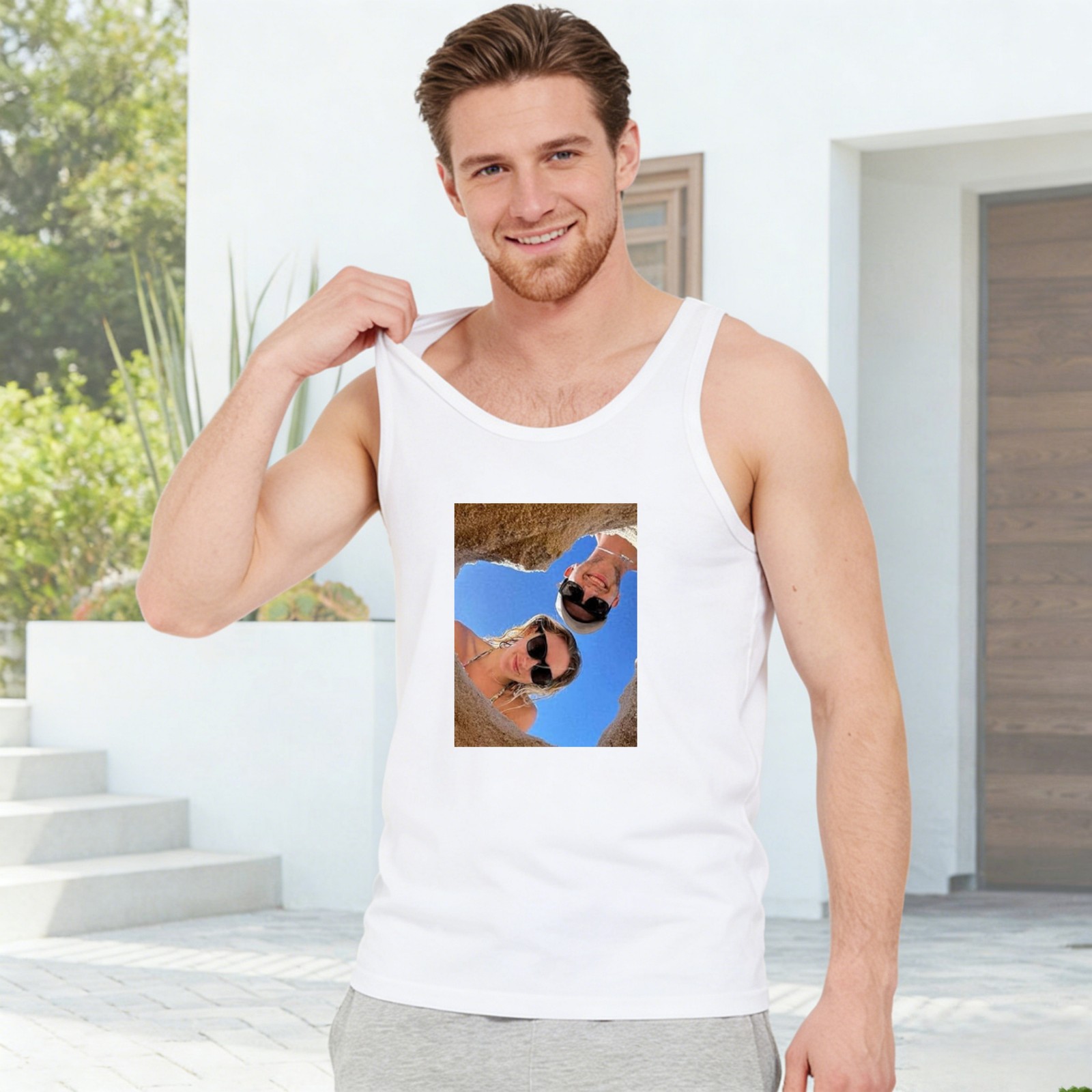 Custom Men’s Tank Top – Personalized Photo/Text/Logo Print, 100% Cotton