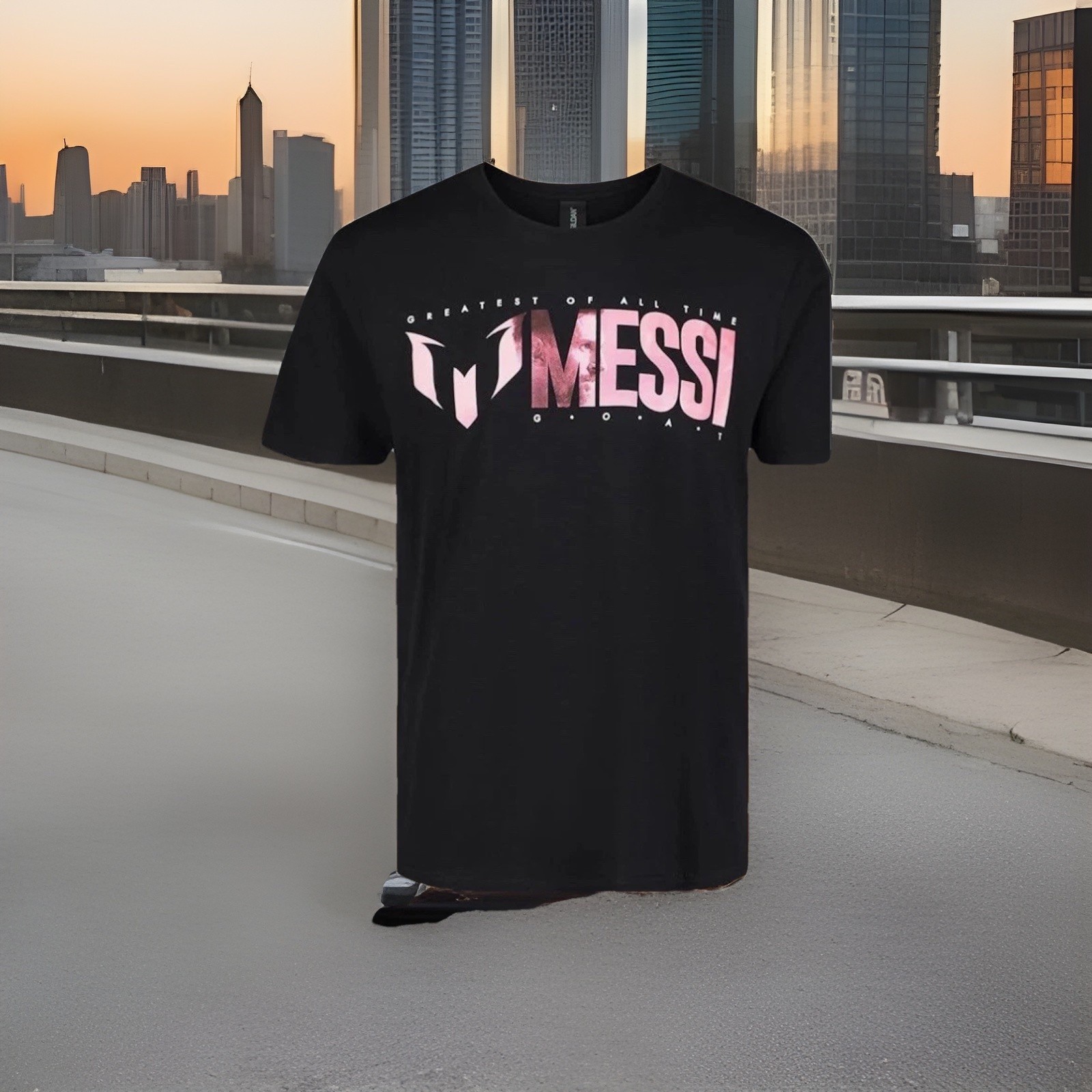 Messi T-Shirt Men Greatest Of All Time Short Sleeve Size: L Color: Stretch Limo