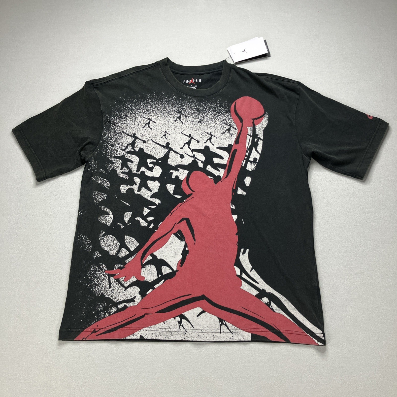 HQ8982-010 Jordan Mens Oversized Reissue Faded T-Shirt Jumpman Logo Black Size S