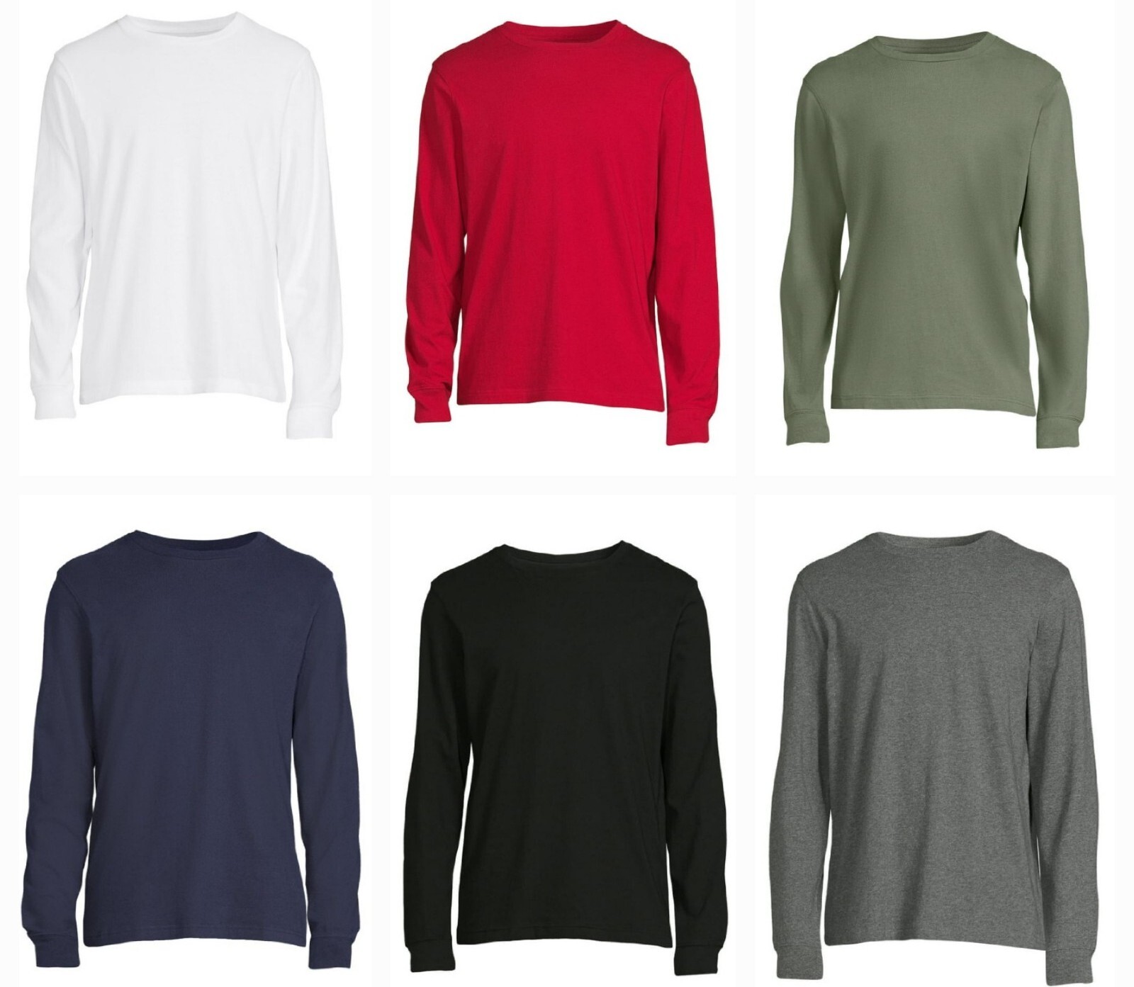 George Men’s Pick Color Long Sleeve Crew-Neck Solid Plain T-Shirts Tee: S-XL