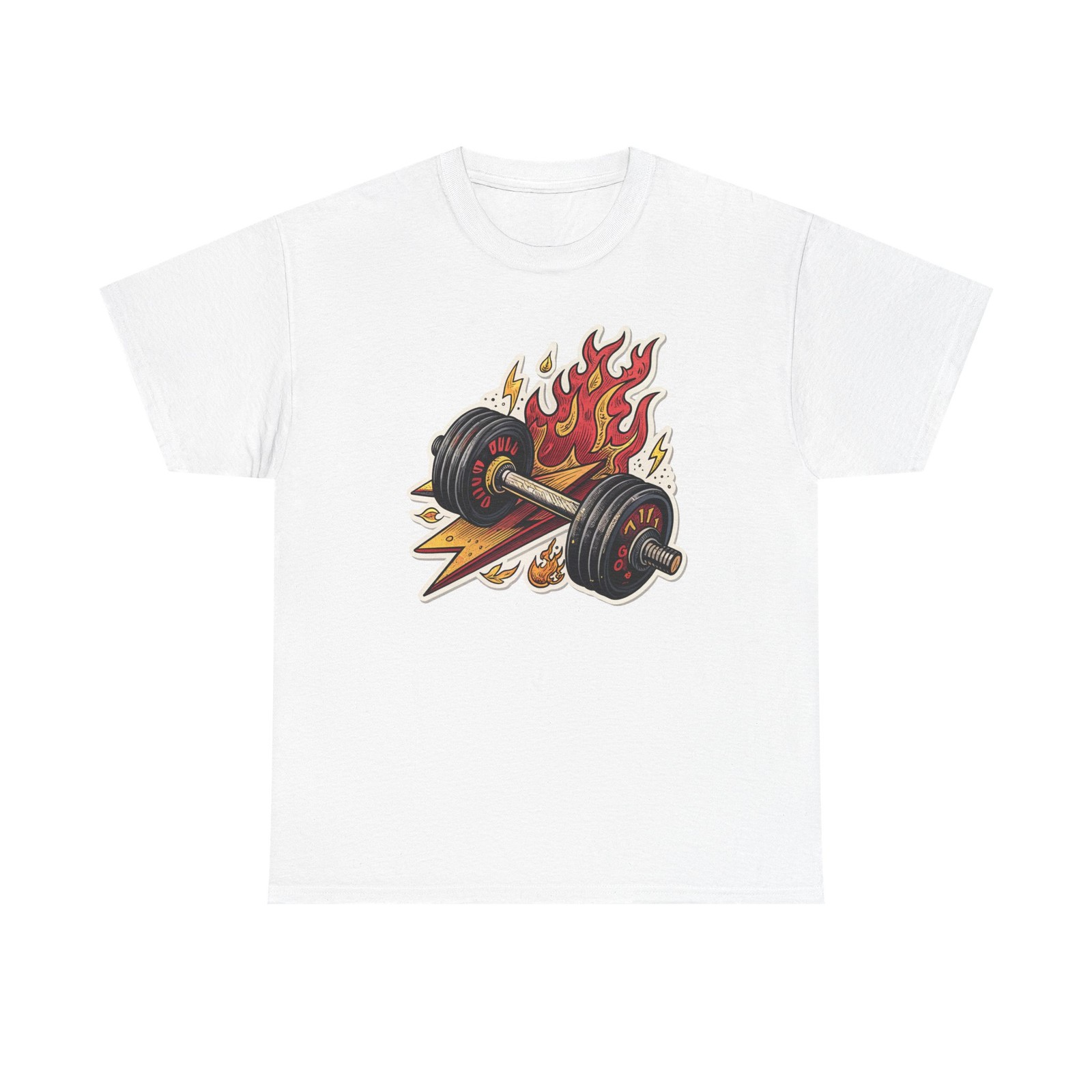 Gym Barbell Fire Graphic Tee | Fitness Workout Motivation Shirt