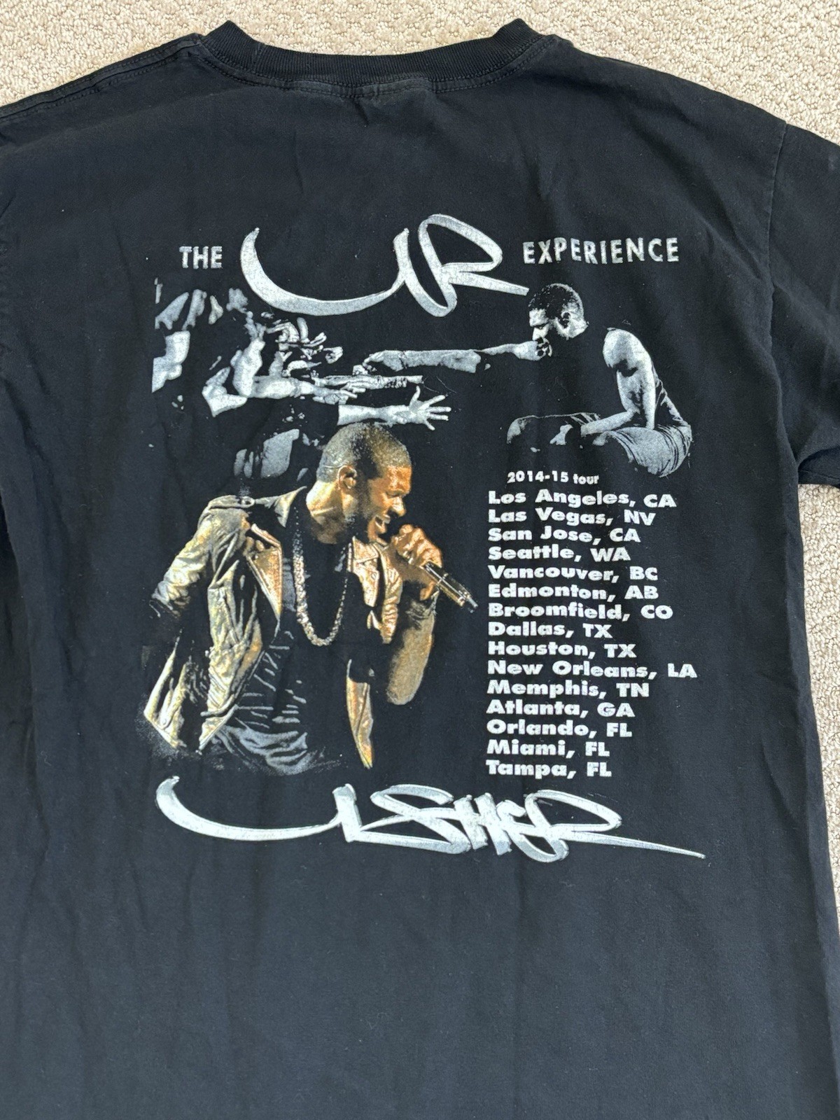 Usher The UR Experience 2014 Tour Black 2-sided Graphic T-Shirt Men’s M