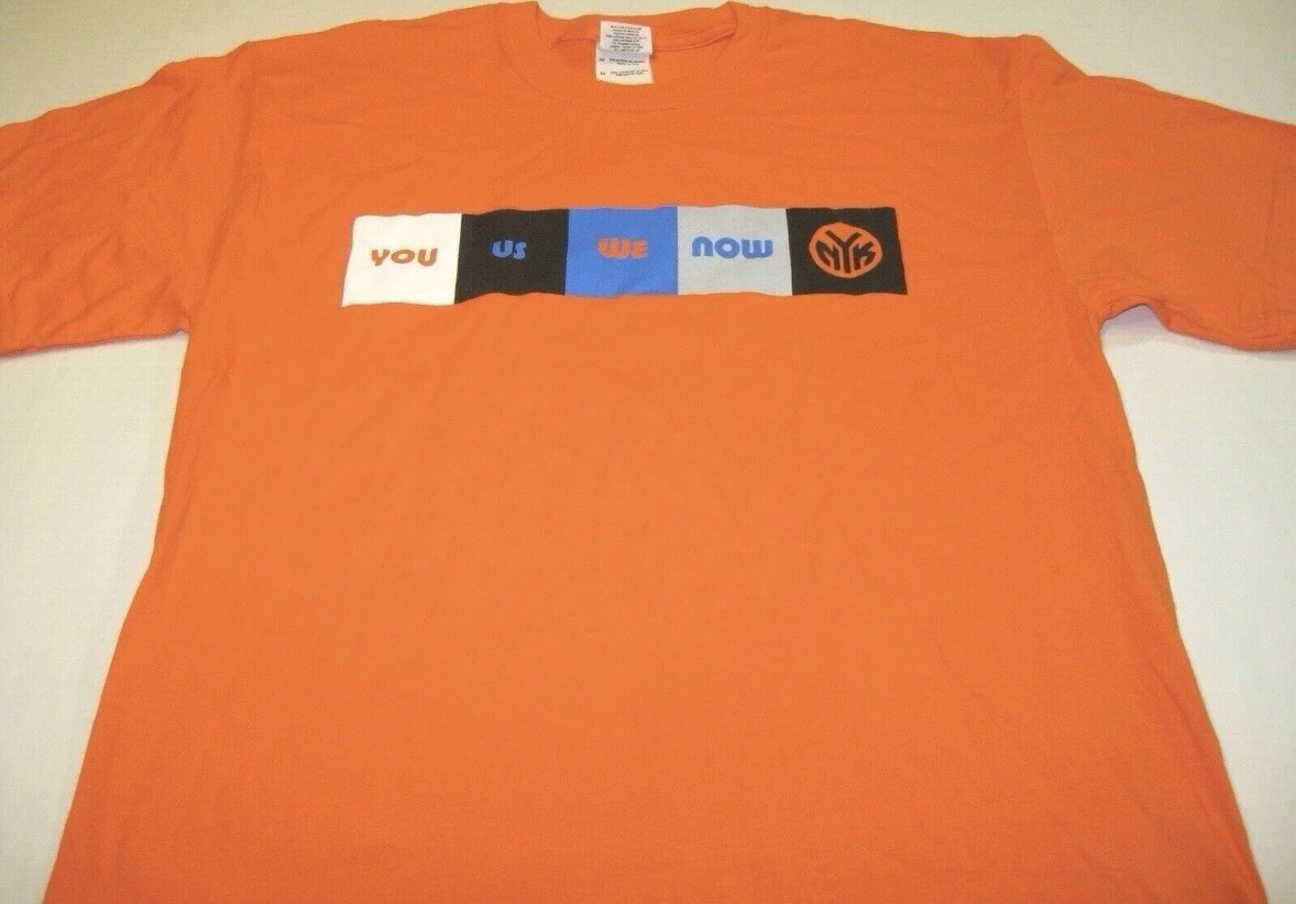 New York Knicks NBA Basketball Team You Us We Now Orange T-Shirt NEW! XL