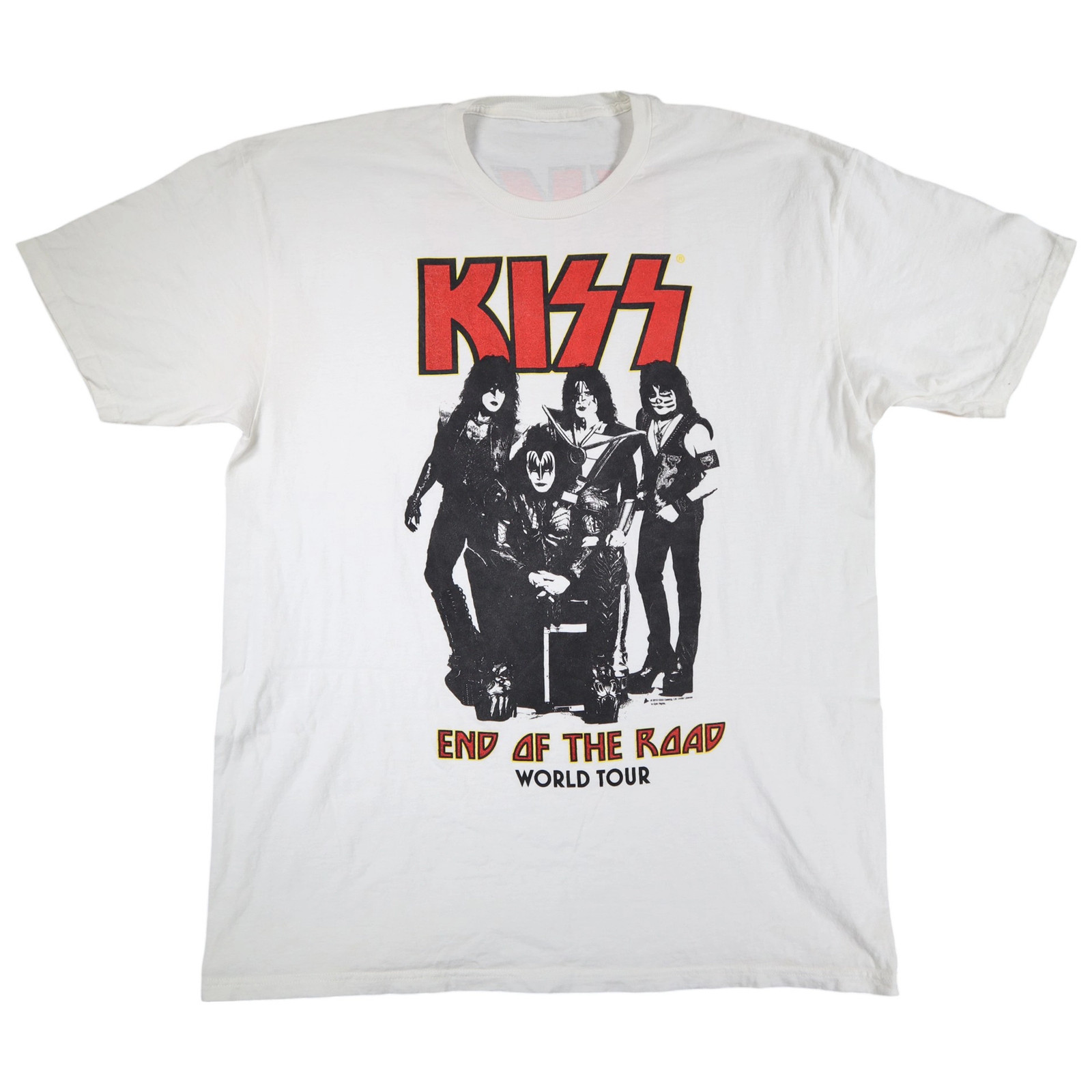 Kiss End Of The Road Mens Graphic T-Shirt White Short Sleeve Crew Neck