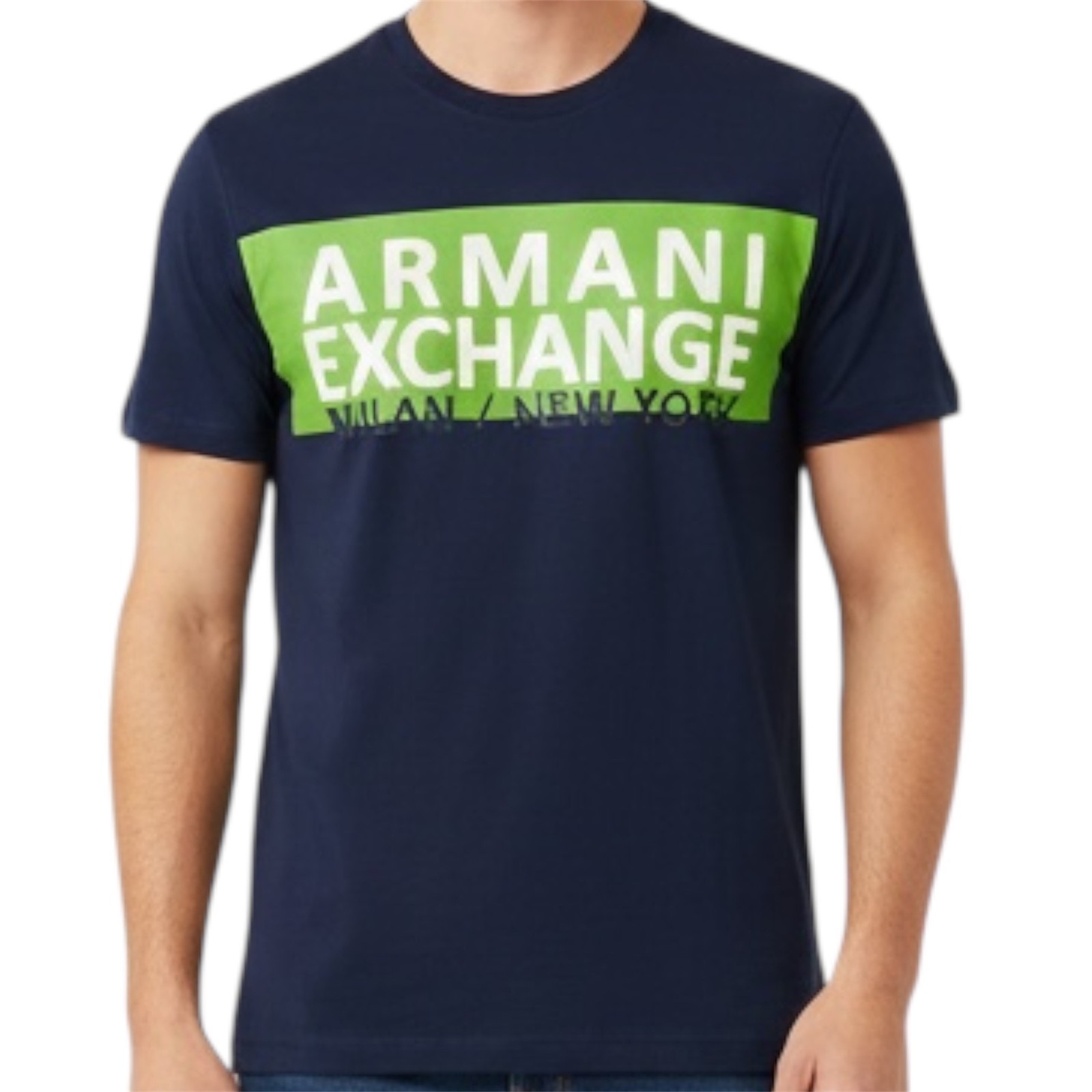 ARMANI EXCHANGE Navy Blue AX-06 Short Sleeve Slim Fit Designer Mens T-shirt NWT