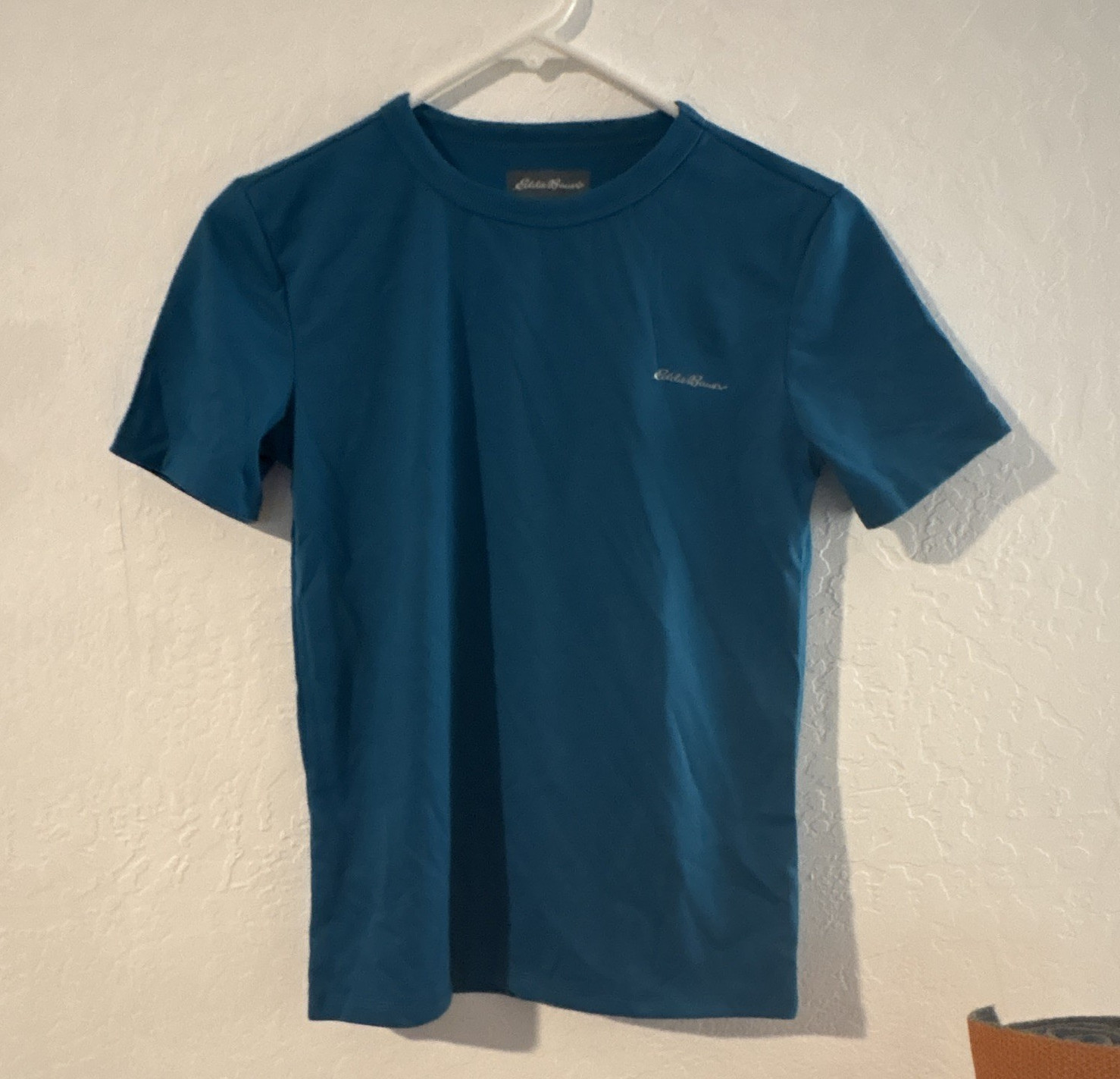 Eddie Bauer Men’s Blue Solid Logo Crew Neck Short Sleeve T-Shirt Size M