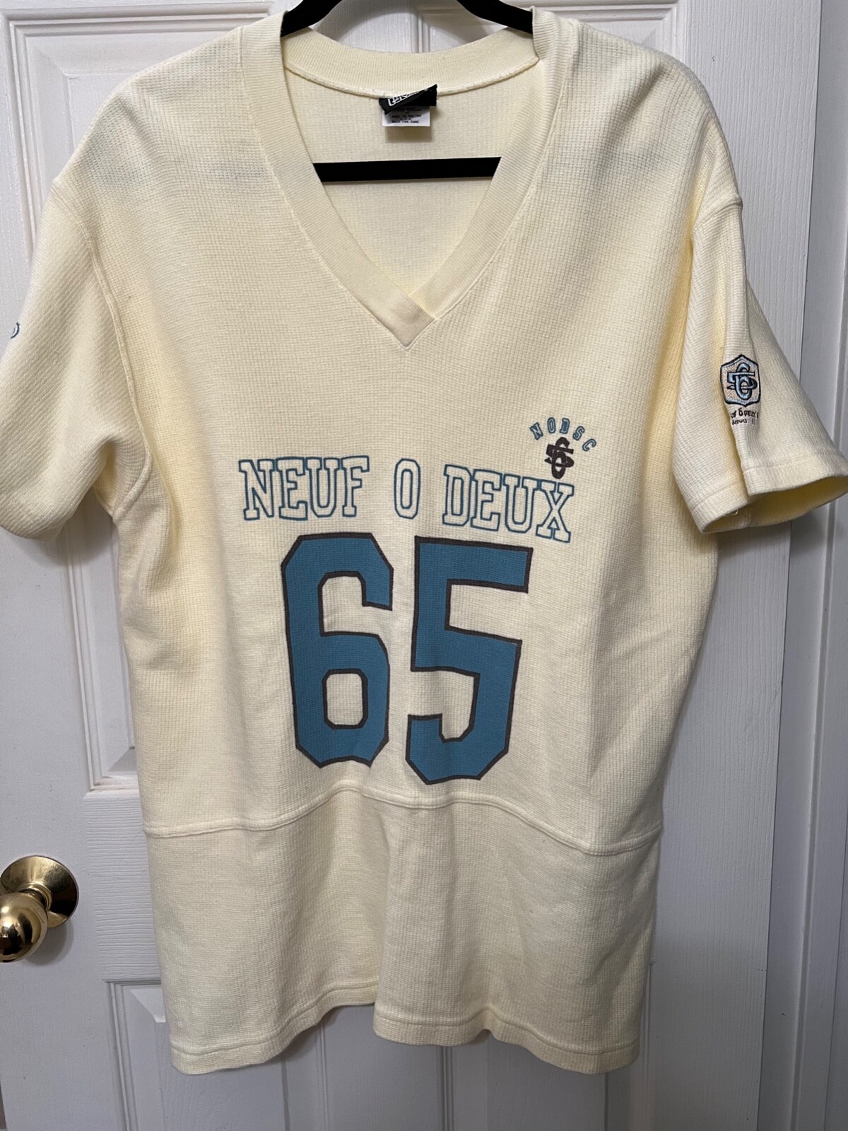 Vtg 80’s NineOTwoSixFive NEUF DEUX 65 V-Neck Cotton Thermal T-Shirt Men’s M