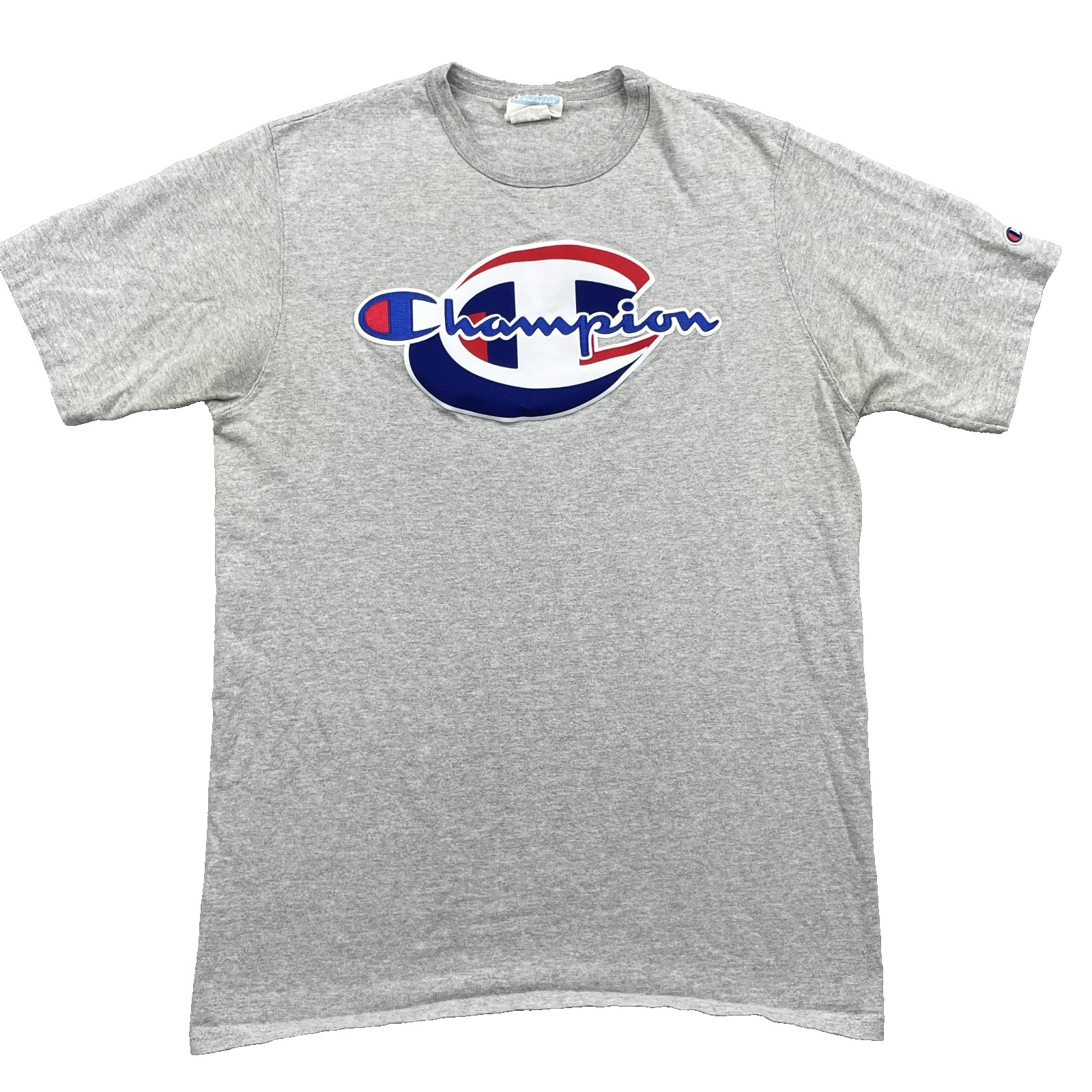 Champion T-Shirt Men’s Large Gray Patch Logo Sportswear Academia Travel Workwear