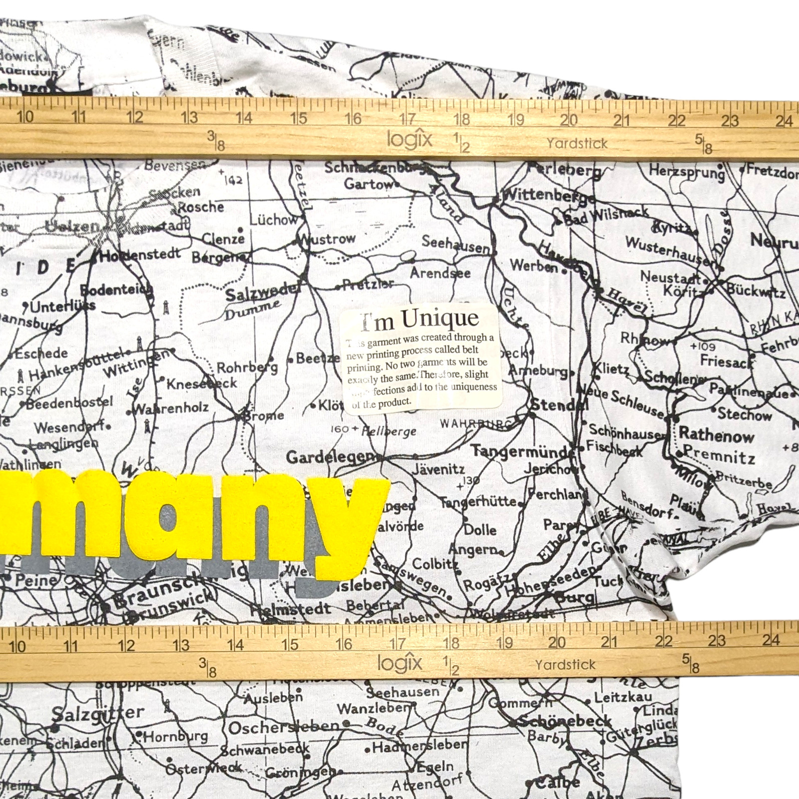 New Vintage Germany Map SCREEN STARS USA T Shirt XL All Over Print Puff Graphic