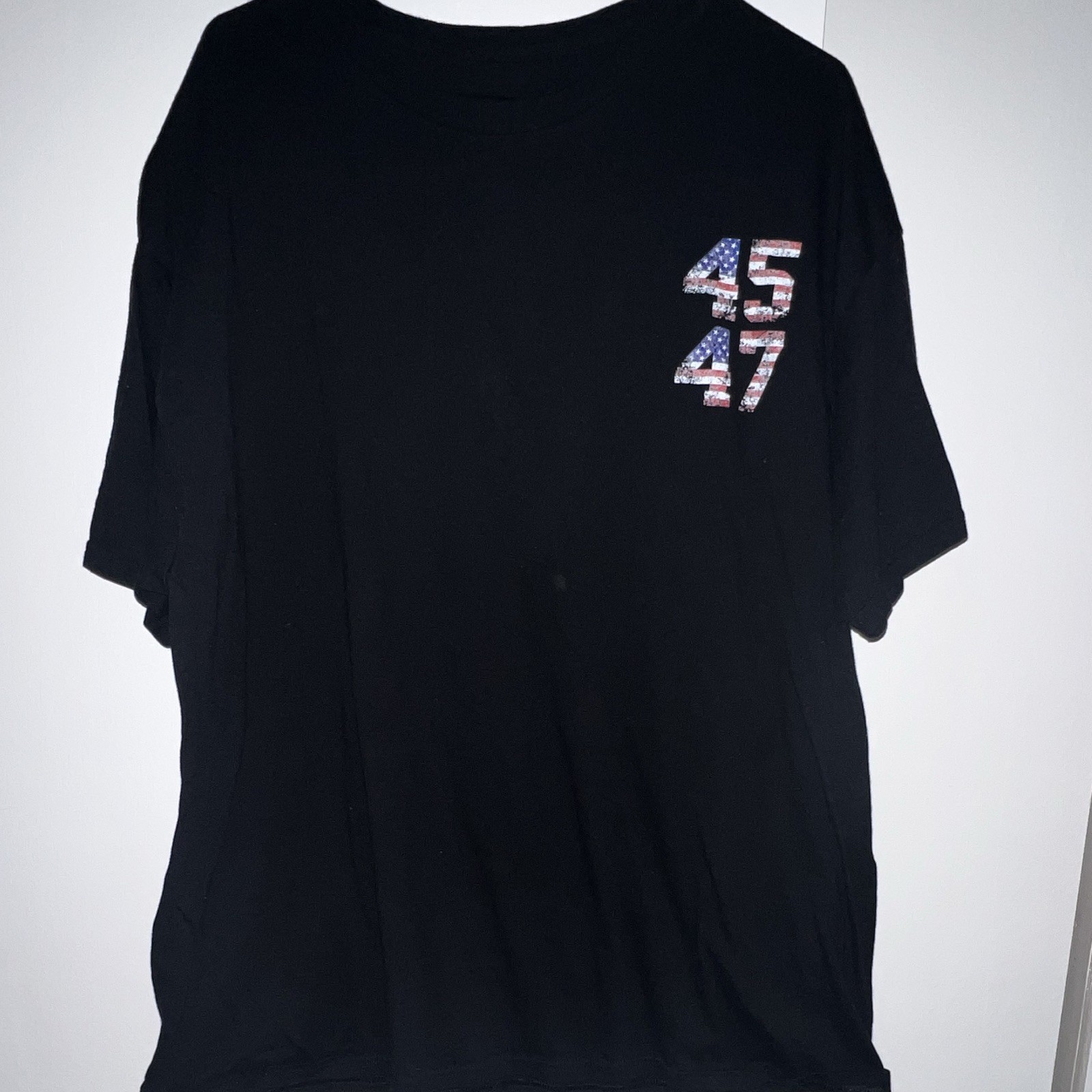 Men’s Black Graphic Print Crew Neck Short Sleeve T-Shirt 2XL Jesus Trump USA