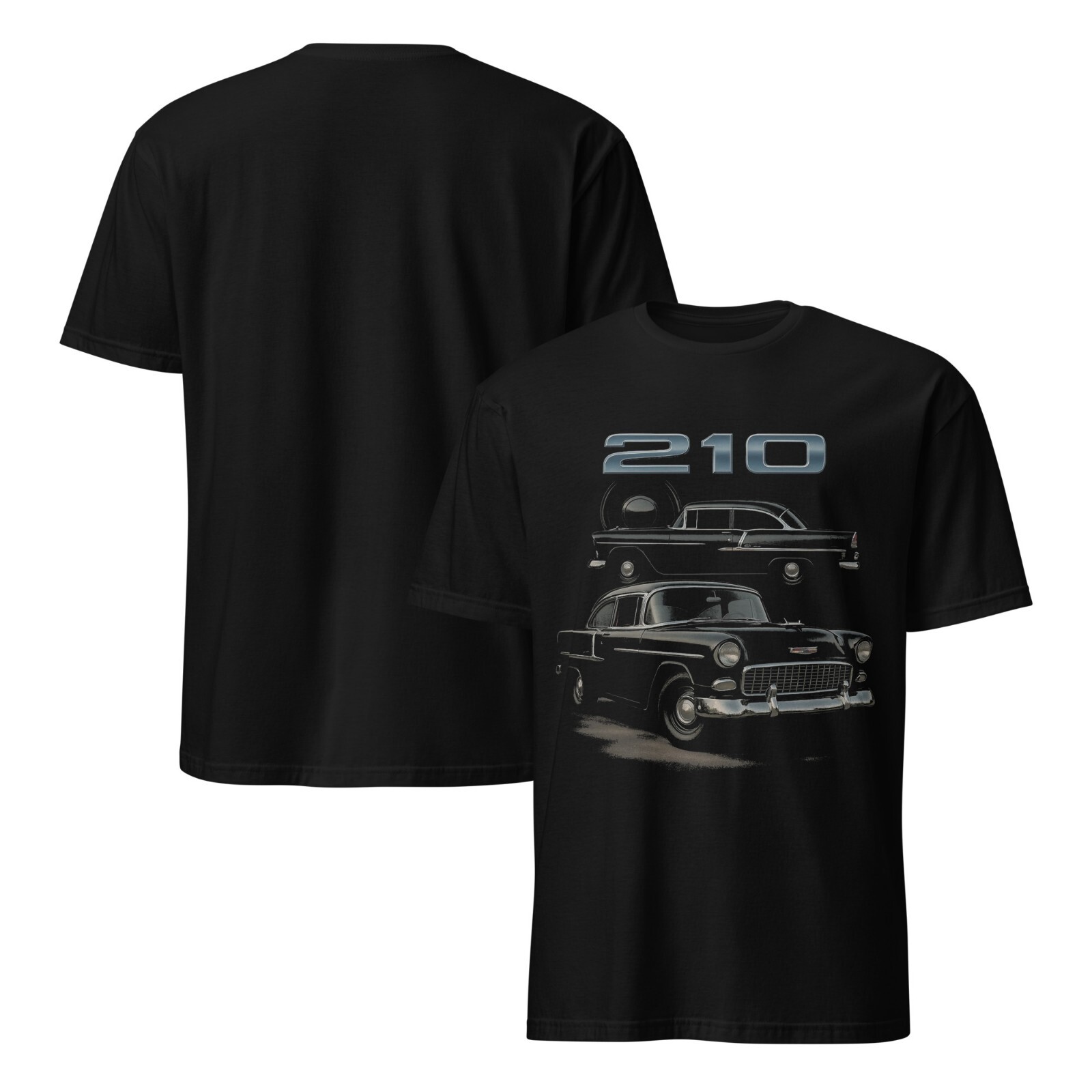 1955 Chevy 210 Classic Car T-Shirt – Vintage Black Hot Rod Graphic Tee