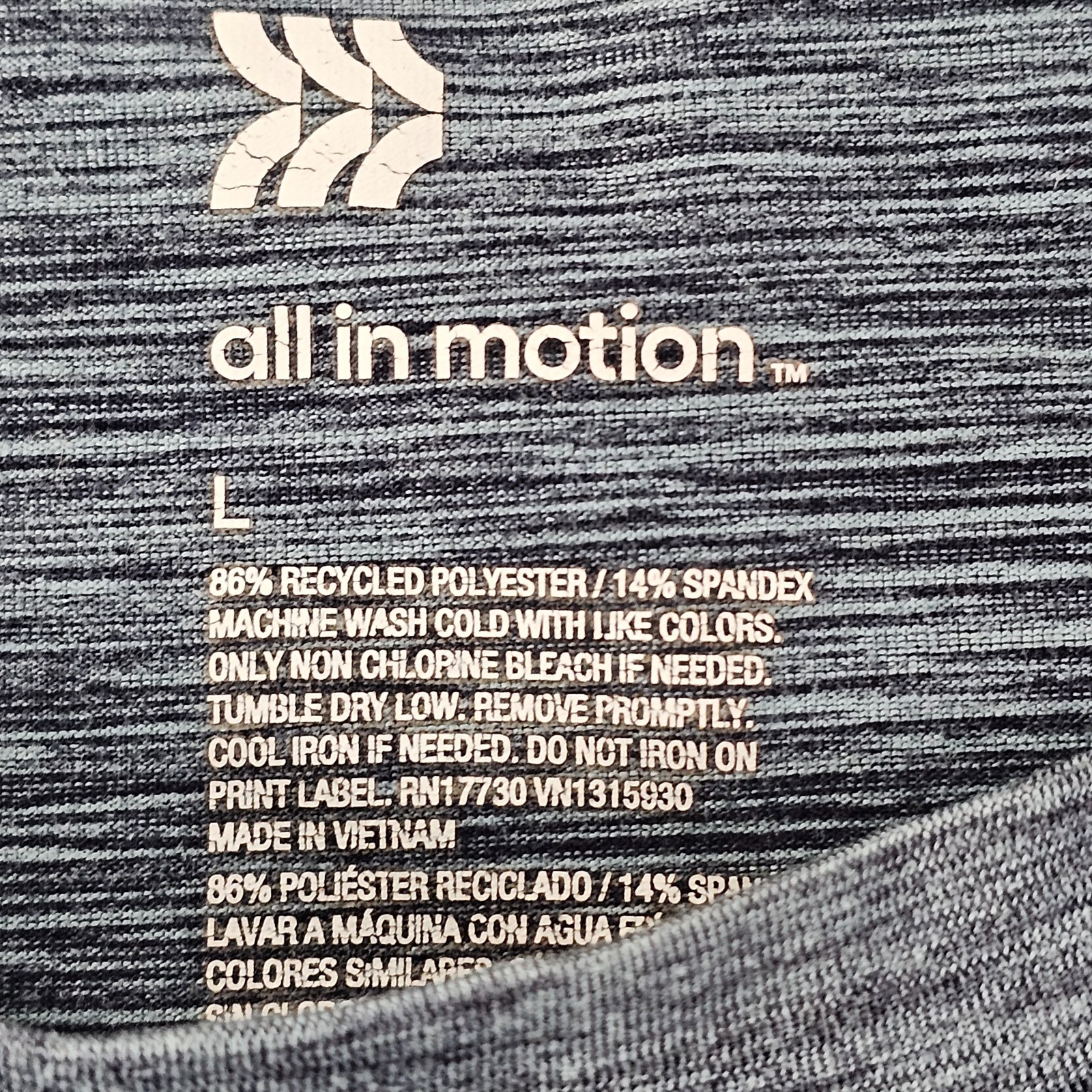 All in Motion Gray Short Sleeve Polyester Spandex Performance T-Shirt Men’s L