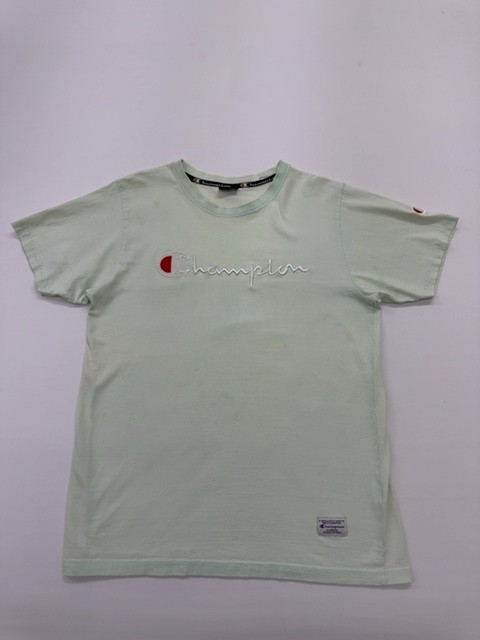 Champion Boys T-Shirt Light Green Logo Size M Regular Crewneck