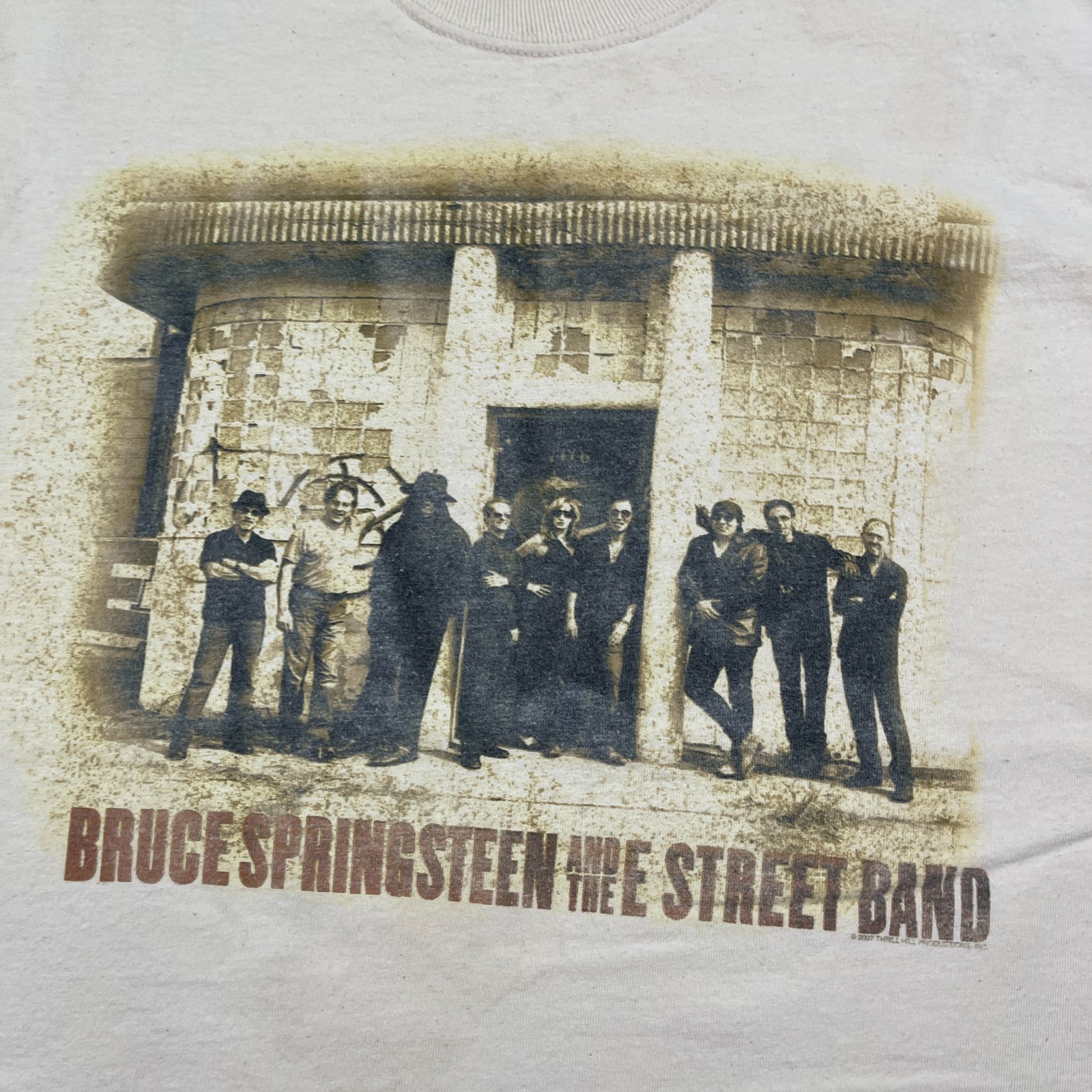 Vintage 2007 Bruce Springsteen & The E Street Band Shirt Medium 19×25 Beige