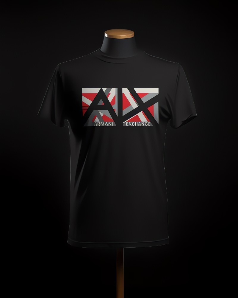 Armani Exchange Red/Black Logo Cotton Crew Neck Short Sleeve Men’s T-Shirt