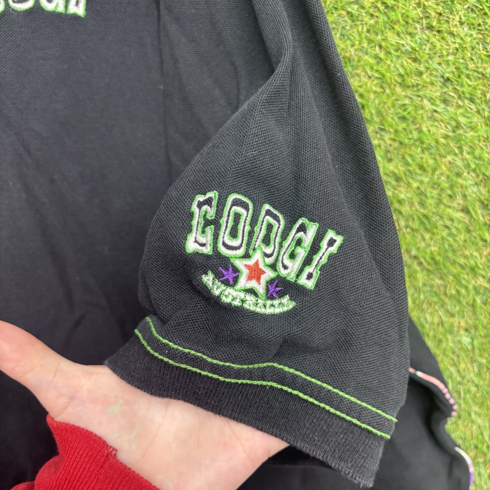 Vintage Coogi Polo Shirt Mens 4XL Black Embroidered Casual Preppy 2000s y2k