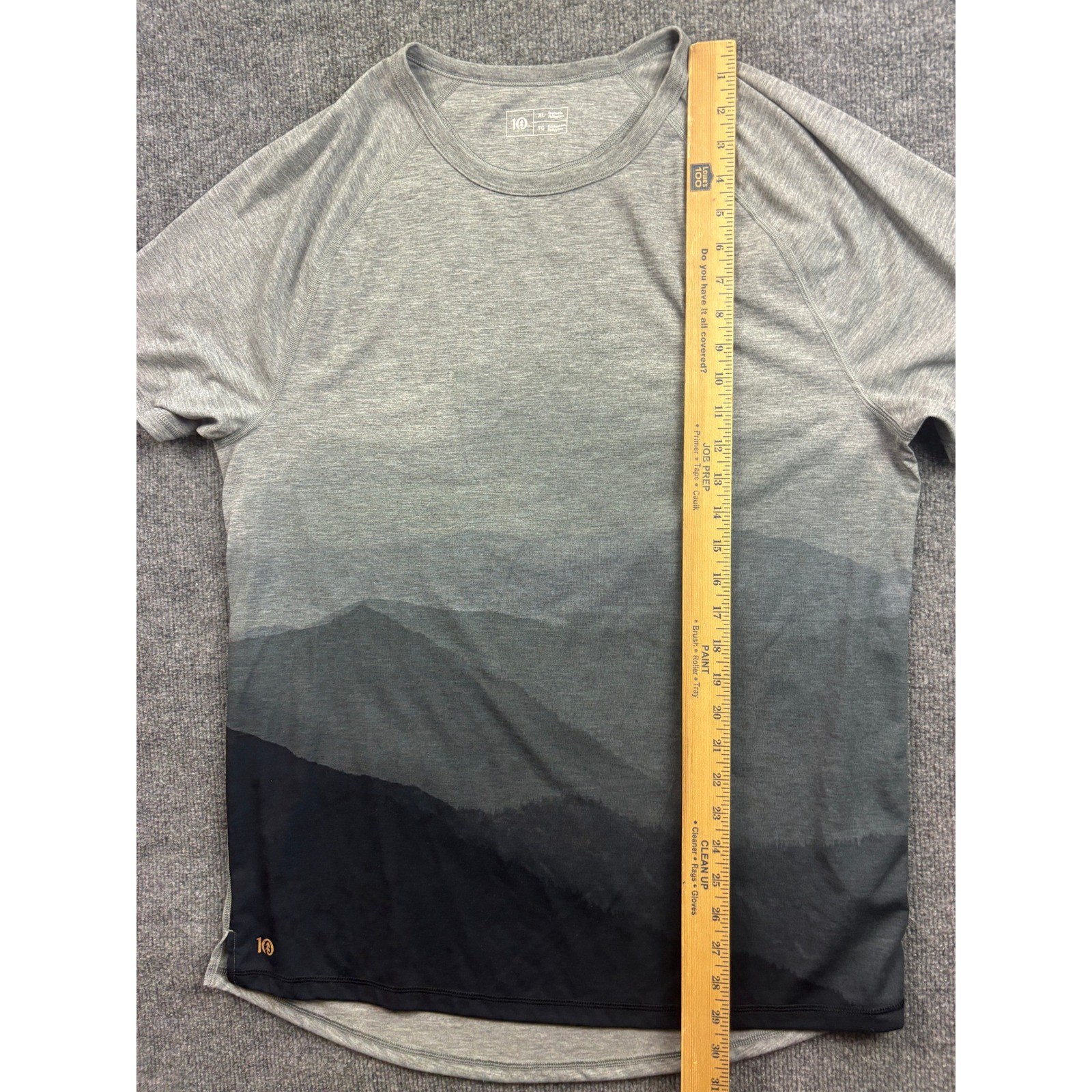 Tentree Mountain Graphic Tee Mens XL Grey Black Sustainable Repreve Tencel Shirt