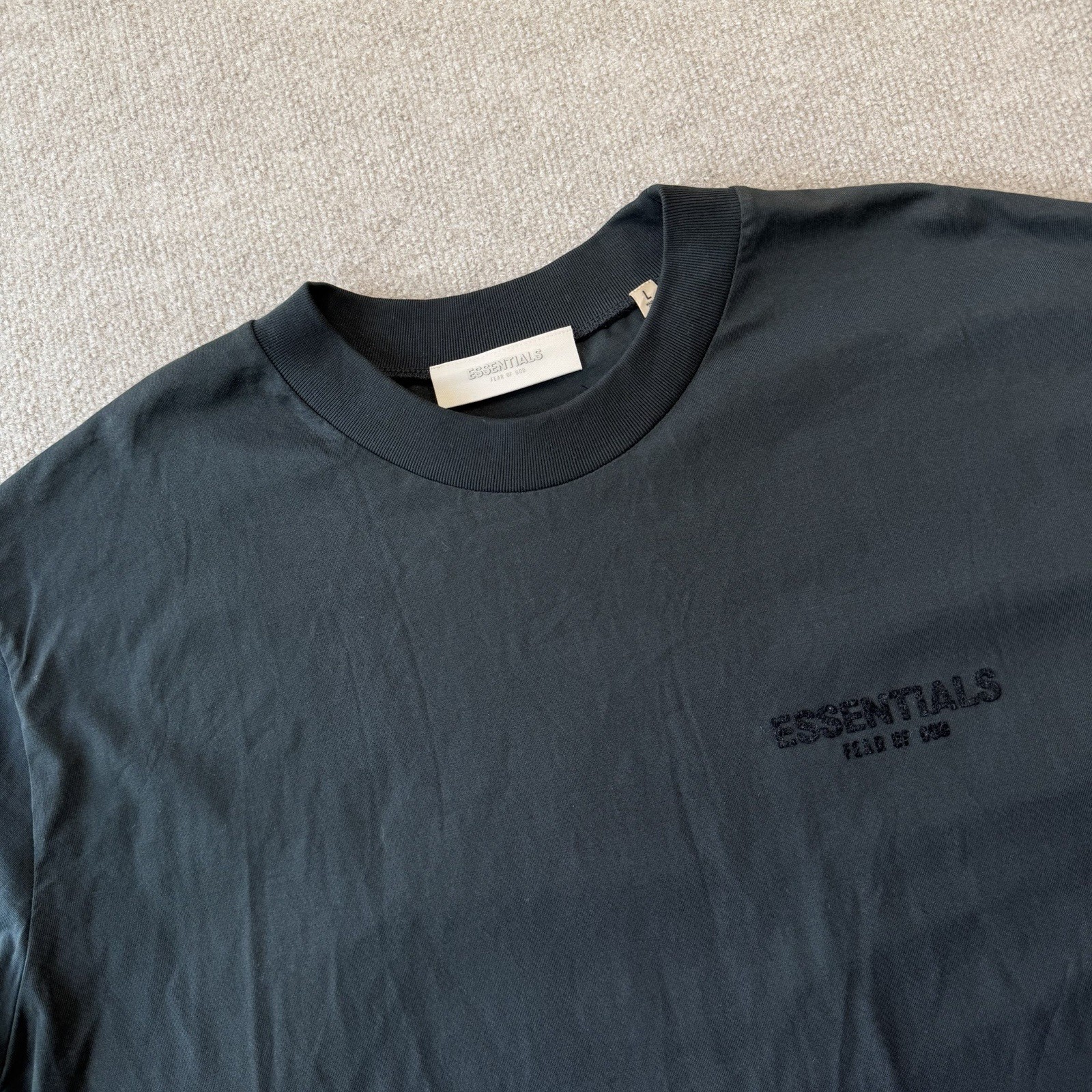 NWT Fear of God Essentials Stretch Limo Black Short Sleeve T-Shirt Size Large