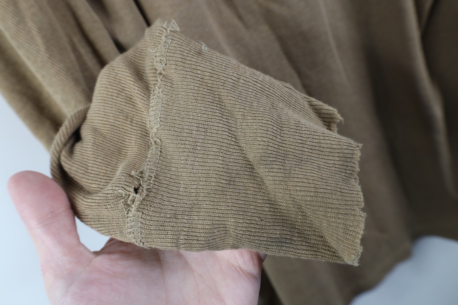 Vtg USGI Mens XL Thrashed Wool Blend Ribbed Knit Henley Undershirt T-Shirt USA