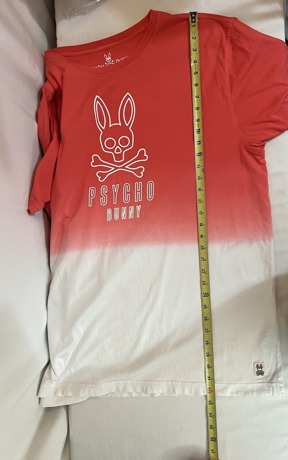 Psycho Bunny Shirt Mens 9 Pink White Ombre Colorblock Logo Print Crewneck Cotton