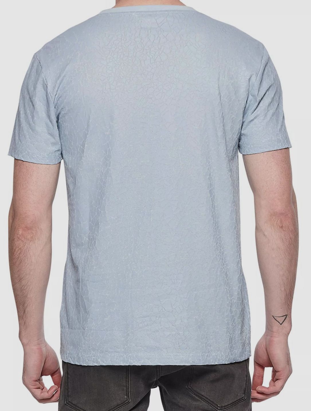 $65 Eleven Paris Men’s Blue Short-Sleeve Crewneck Crackle Cotton T-Shirt Size L