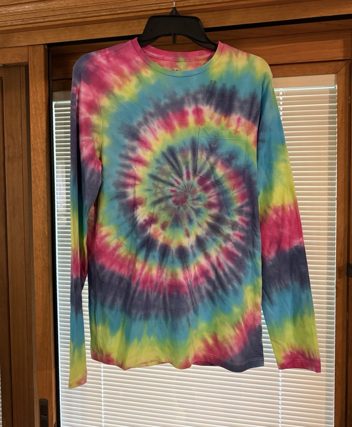 Goodfellow & Co Men’s S Tie-Dye Spiral Multicolor Long Sleeve Crew Neck Tee