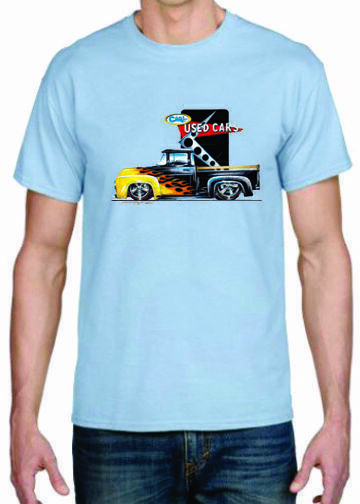 Adult DryBlend® T-Shirt – ( USED CARS FLAMED PICK UP – FORD / TRUCK)