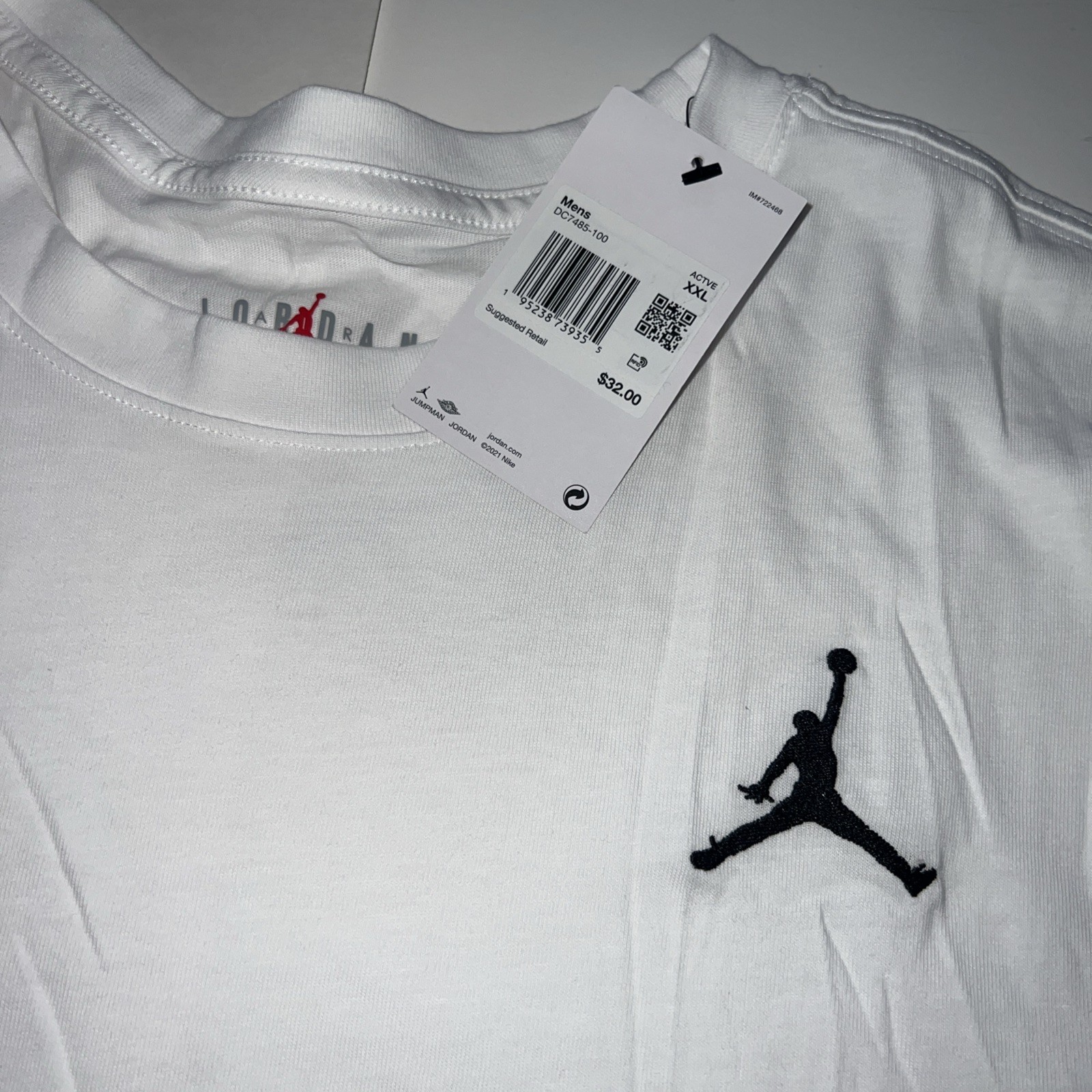 Jordan Embroidered Jumpman Core T Shirt DC7485-100 White Men’s Sz XXL NEW