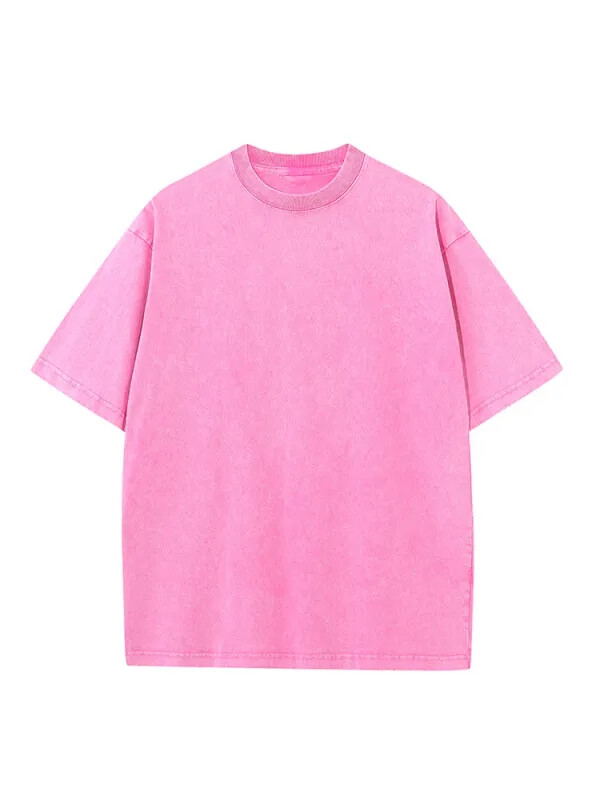 Summer Men’s Washed T-Shirts 230G Heavy Cotton Vintage Faded Color Oversized