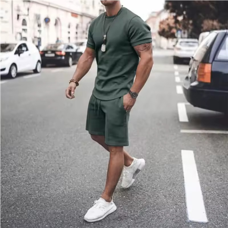 Men’s Casual Short Sleeve T-Shirt Set Lightweight Breathable Summer Outfit