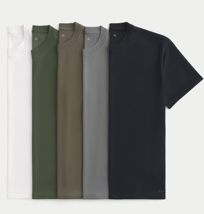 Hollister Everyday Tee T-SHIRT 5-PACK Relax Fit Size XL, L, M, S New
