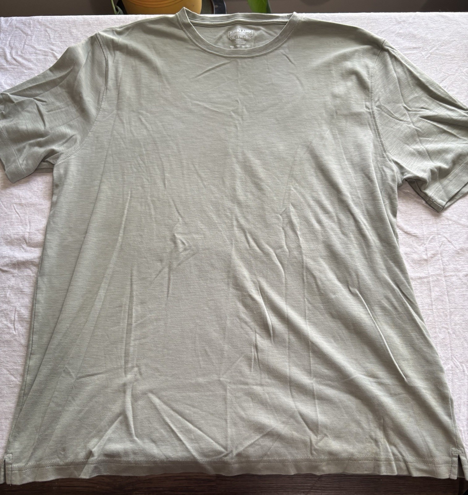 Kirkland Signature Mens Pima Cotton Slub Tee 2XL Olive Shade Green Crew SS