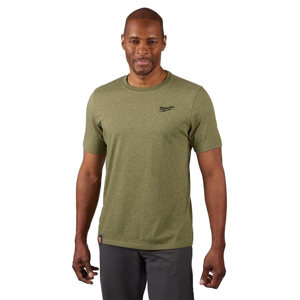 Milwaukee Men’s Large Green Cotton/Polyester Short-Sleeve Hybrid Work T-Shirt